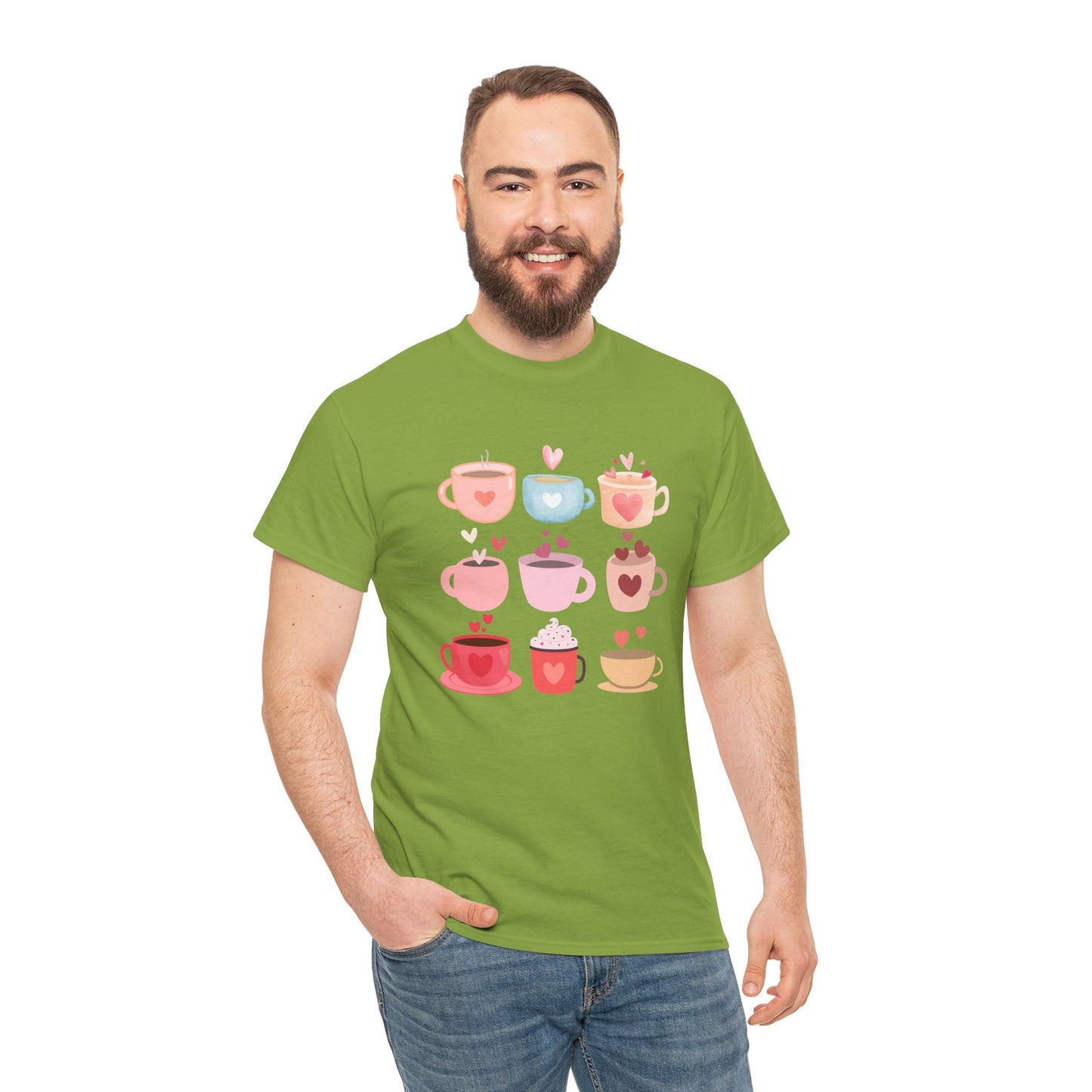 Best Unisex Coffee T-Shirt "Coffee Mugs Hearts"