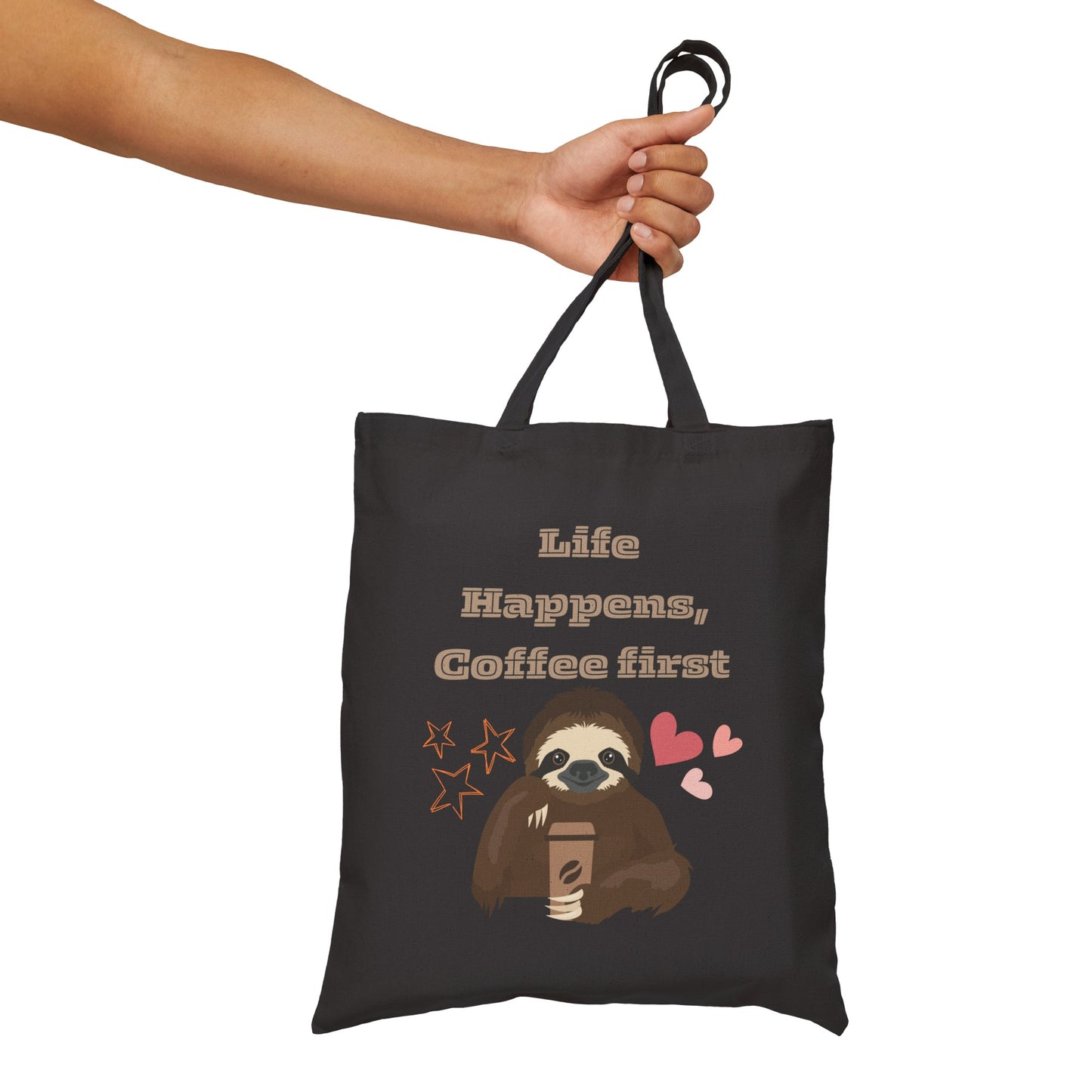 Best coffee Cotton Canvas Tote Bag "Life Happens, Coffee First"