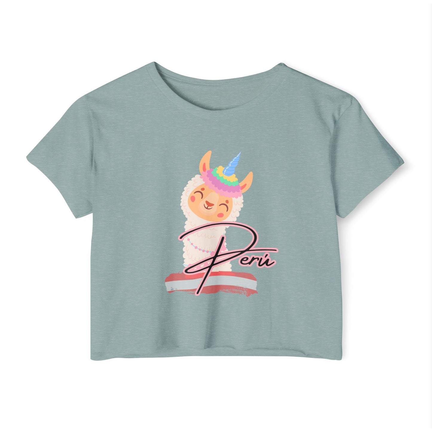 Peruvian Crop Top "Llama Rainbow"