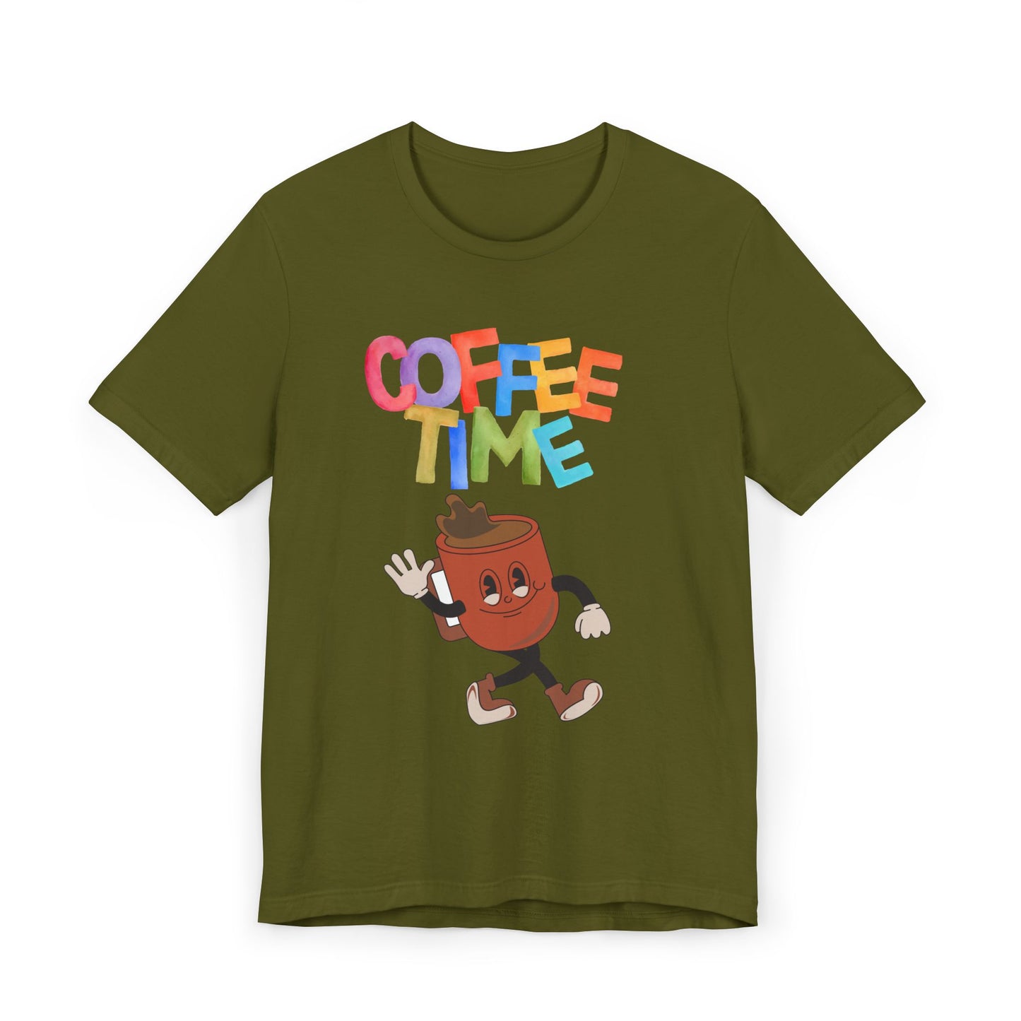 Coffee Time Retro T-Shirt – Fun Cartoon Coffee Cup Graphic Tee for Coffee Lovers (USA Only)