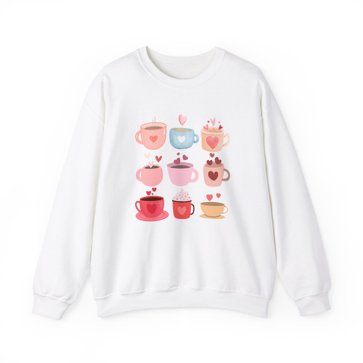 Best Unisex Coffee Sweatshirt "Coffee Mugs Hearts"