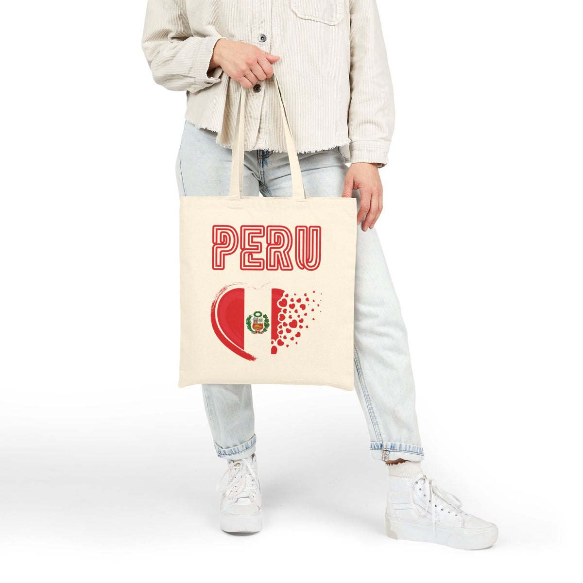 Best Peru Heart Flag Canvas Tote Bag