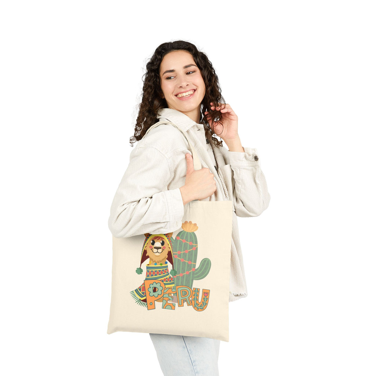 Best Peru Llama Cactus Canvas Tote Bag