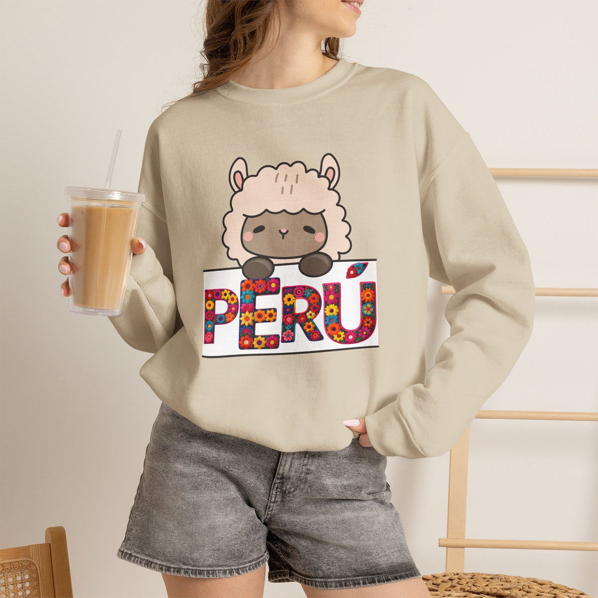 Best Cute Alpaca Peru Sweatshirt - Kawaii Floral Crewneck
