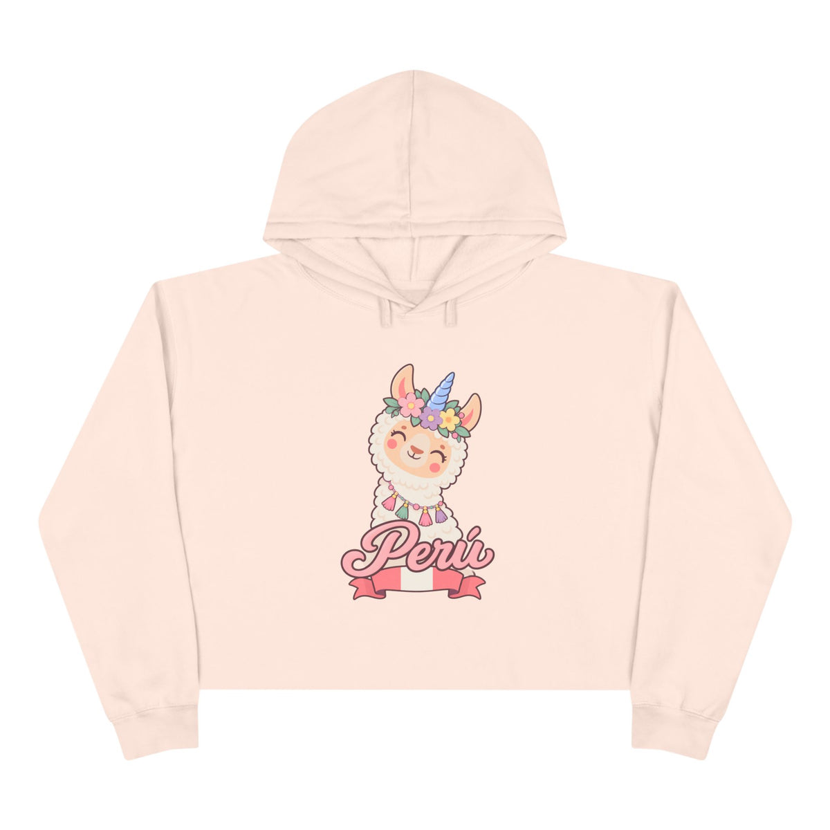 Best Unicorn Llama Peru Crop Hoodie - Cute Llamacorn Gift