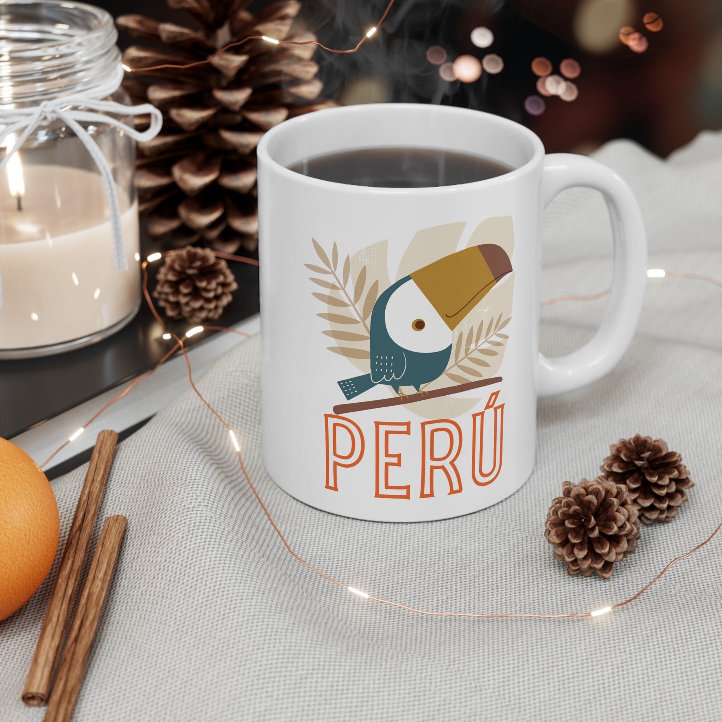 Best Peruvian Ceramic Coffee Mug, (11oz, 15oz) "Peruvian Jungle"