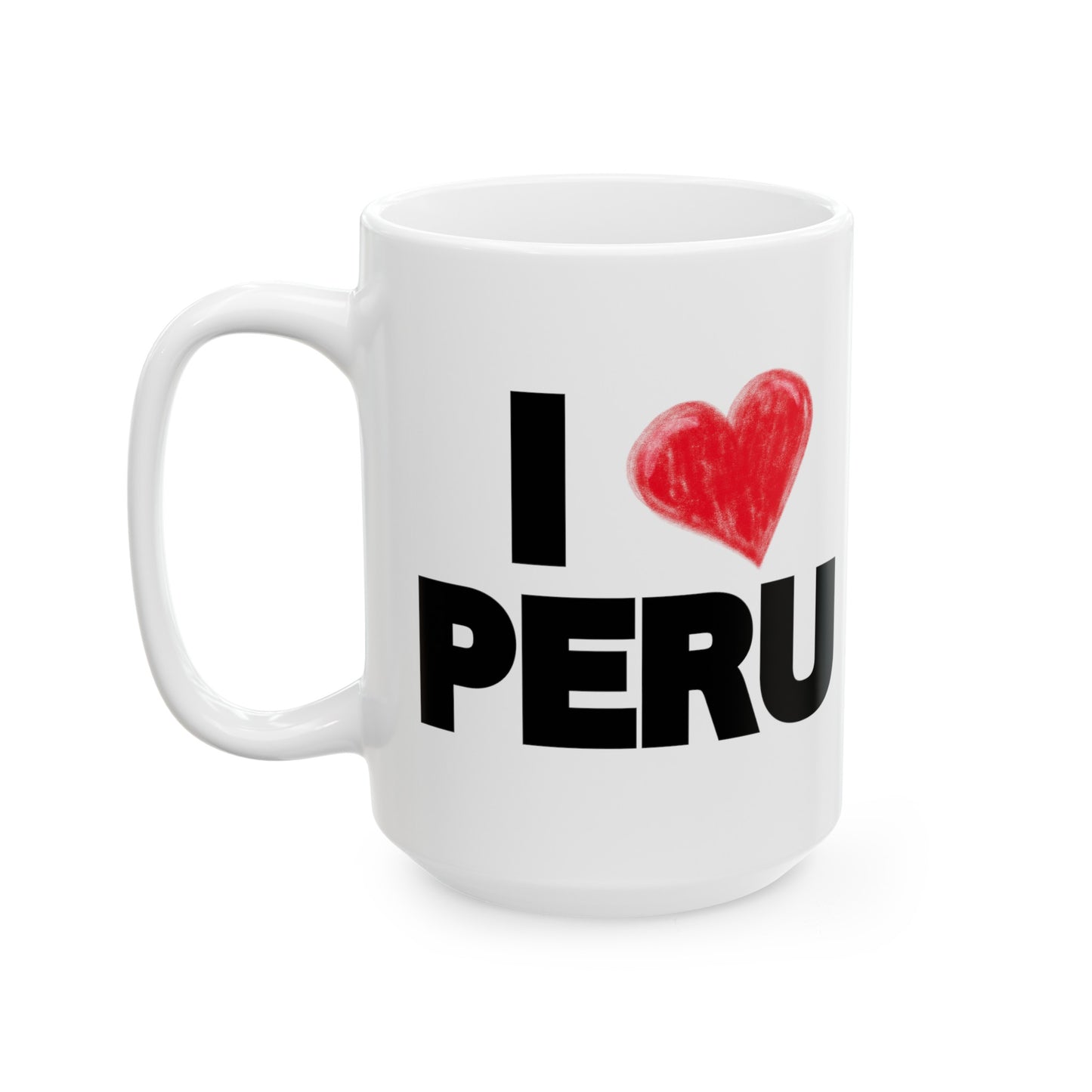 Best Peruvian Ceramic Coffee Mug, (11oz, 15oz) "I Love Peru"