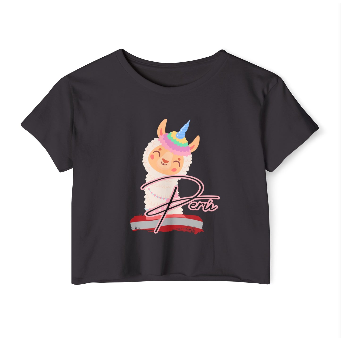 Peruvian Crop Top "Llama Rainbow"