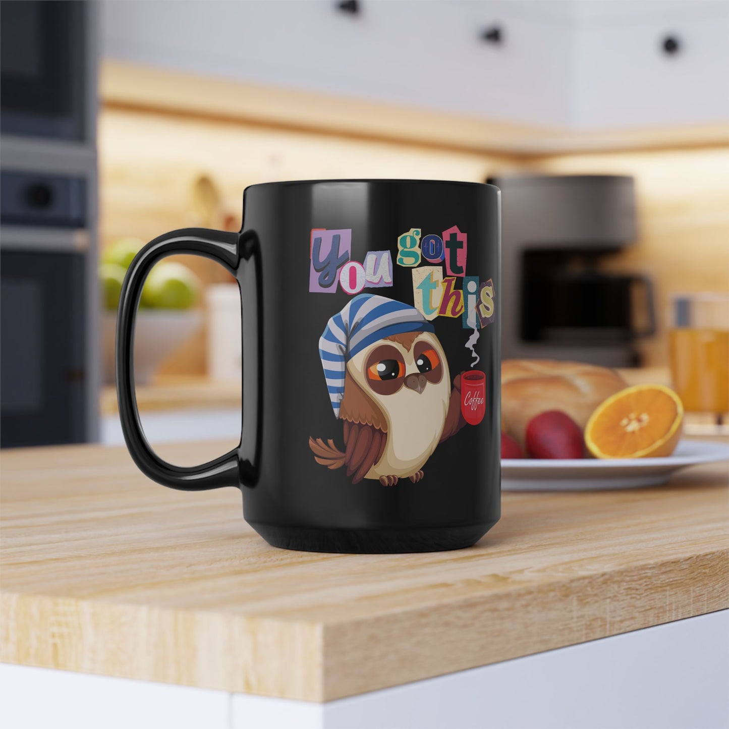 Best Black Coffee Mug with Sleepy Owl's Wake-Up Call: Midnight Motivator