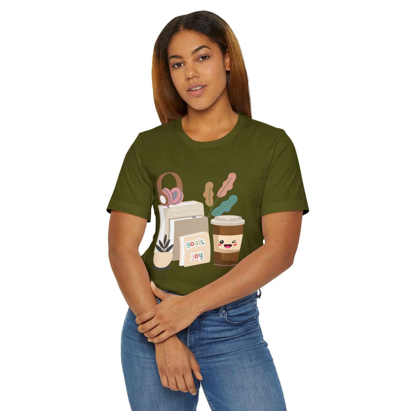 Goals & Joy Coffee T-Shirt – Cute Motivational Graphic Tee for Coffee Lovers (USA Only)