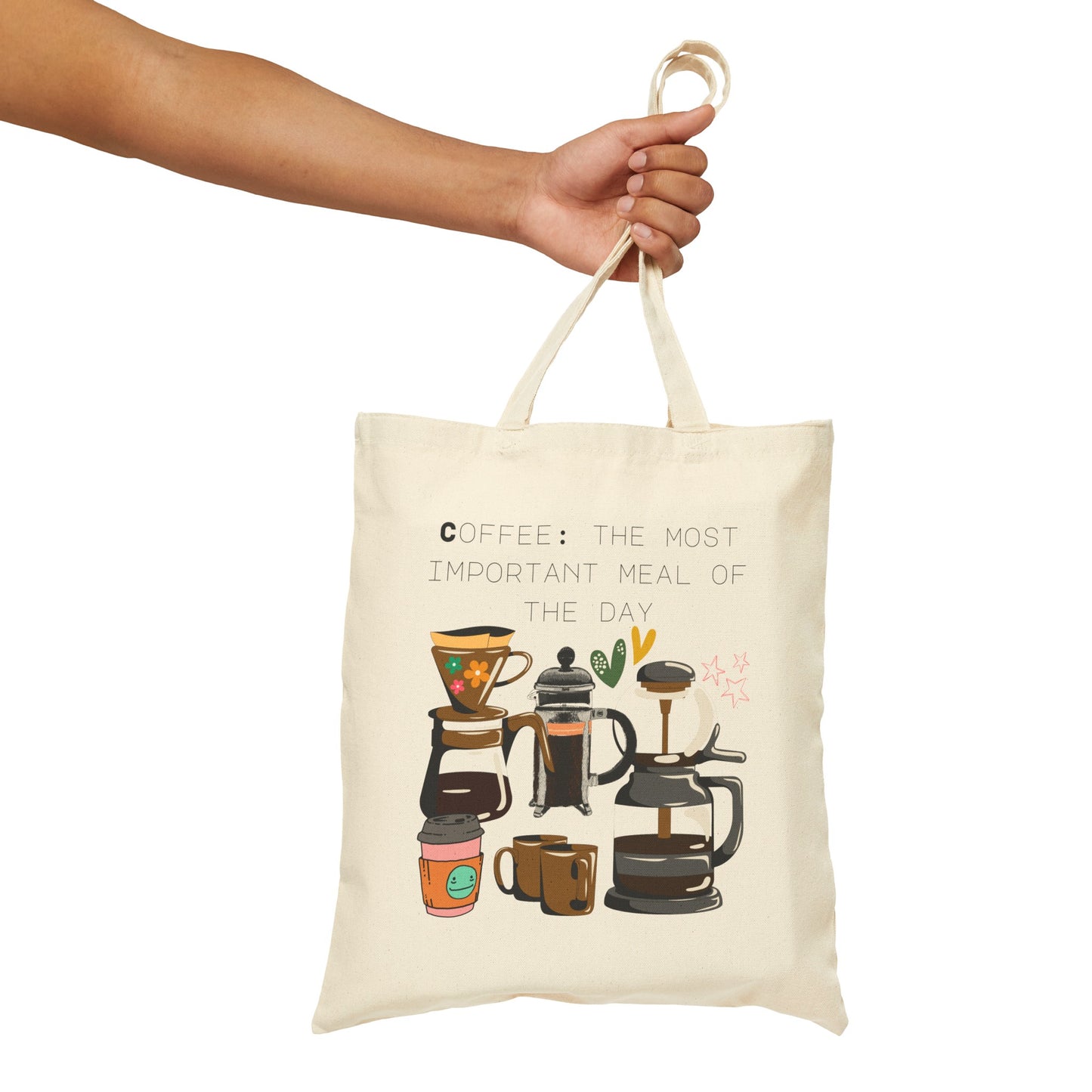 Best coffee Cotton Canvas Tote Bag "Coffee: the most important meal of the day"