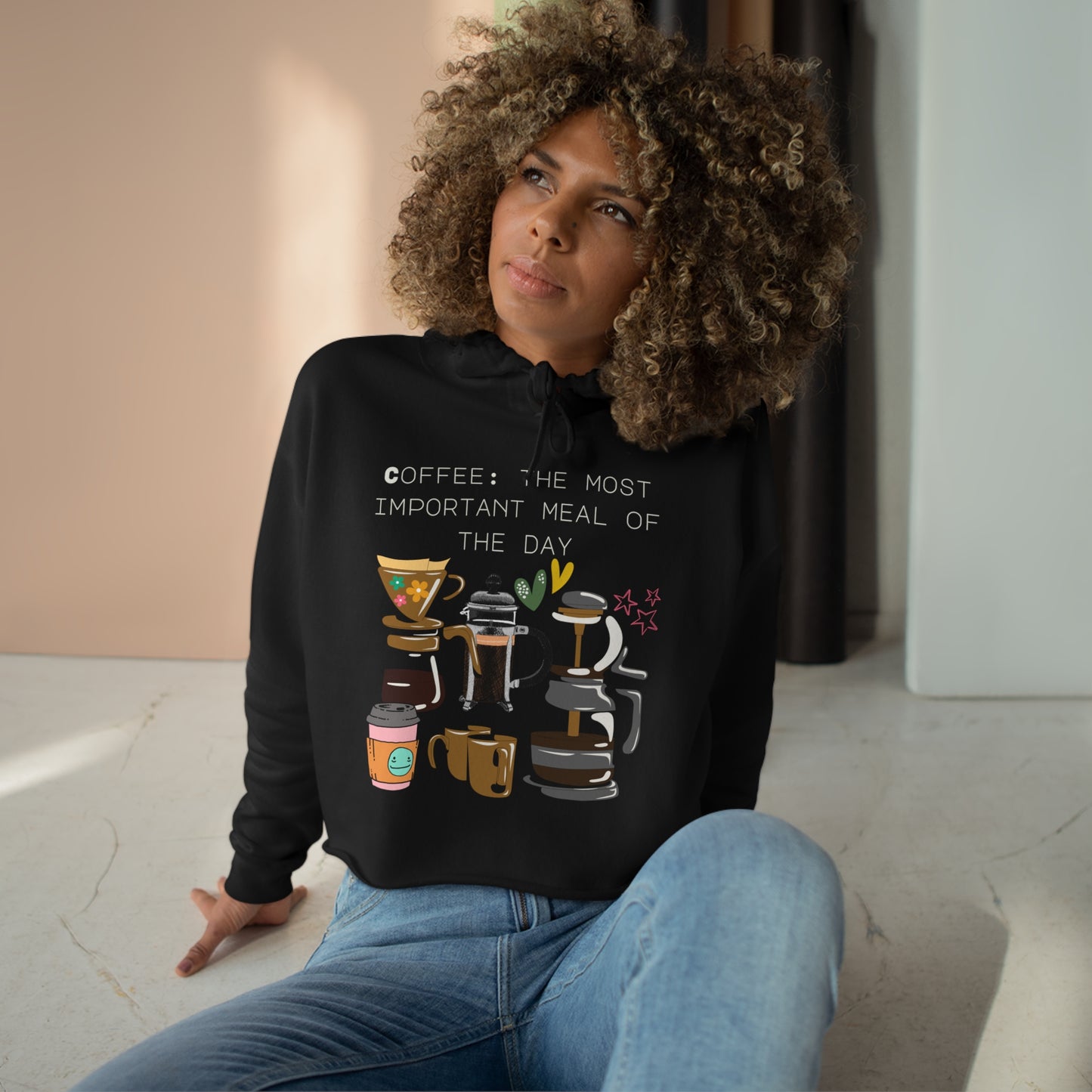 Best Coffee Cropped Hoodie "Coffee: the most important meal of the day"