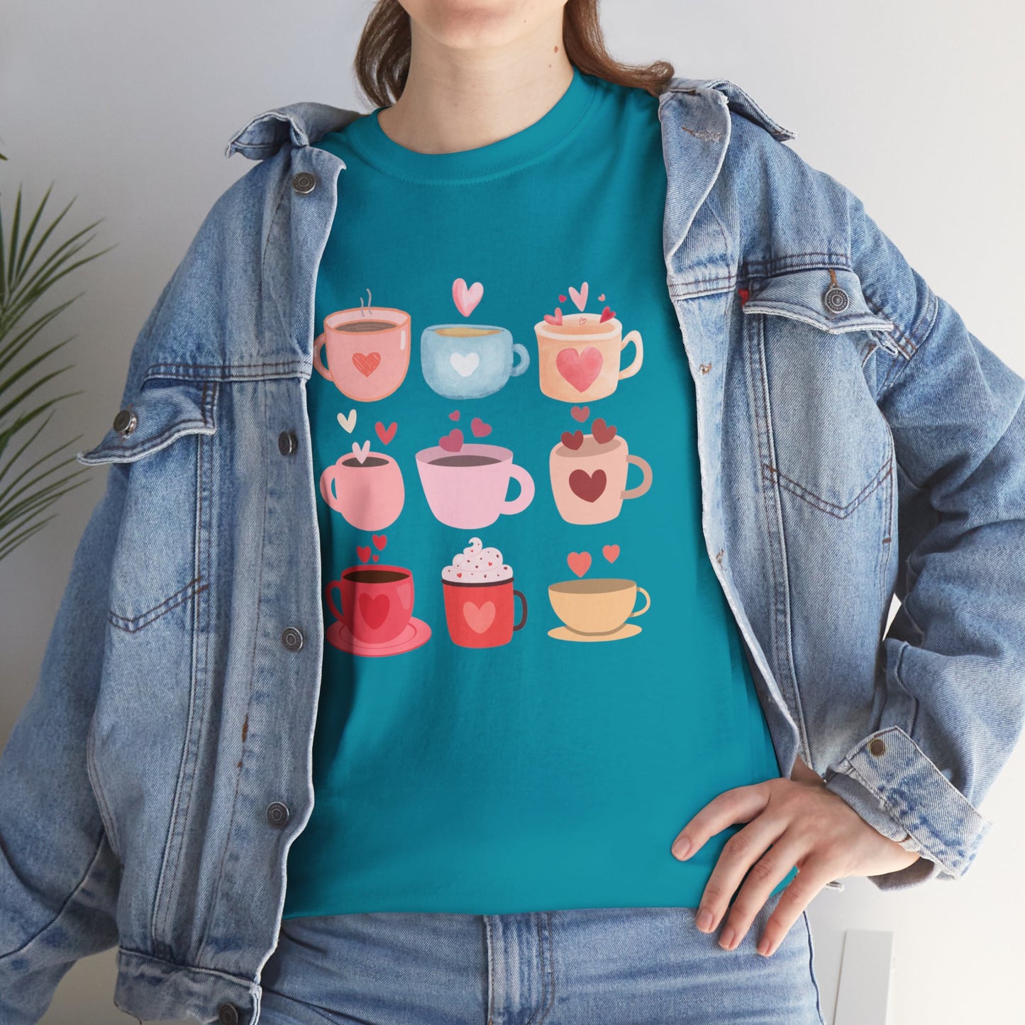 Best Unisex Coffee T-Shirt "Coffee Mugs Hearts"