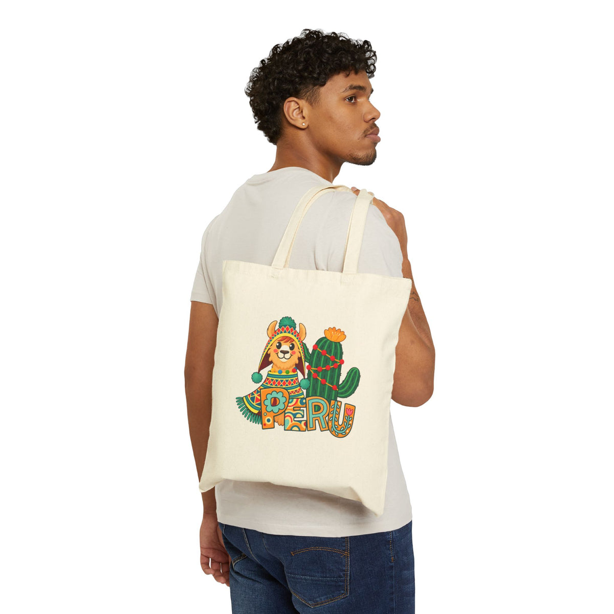 Best Peru Llama Cactus Canvas Tote Bag