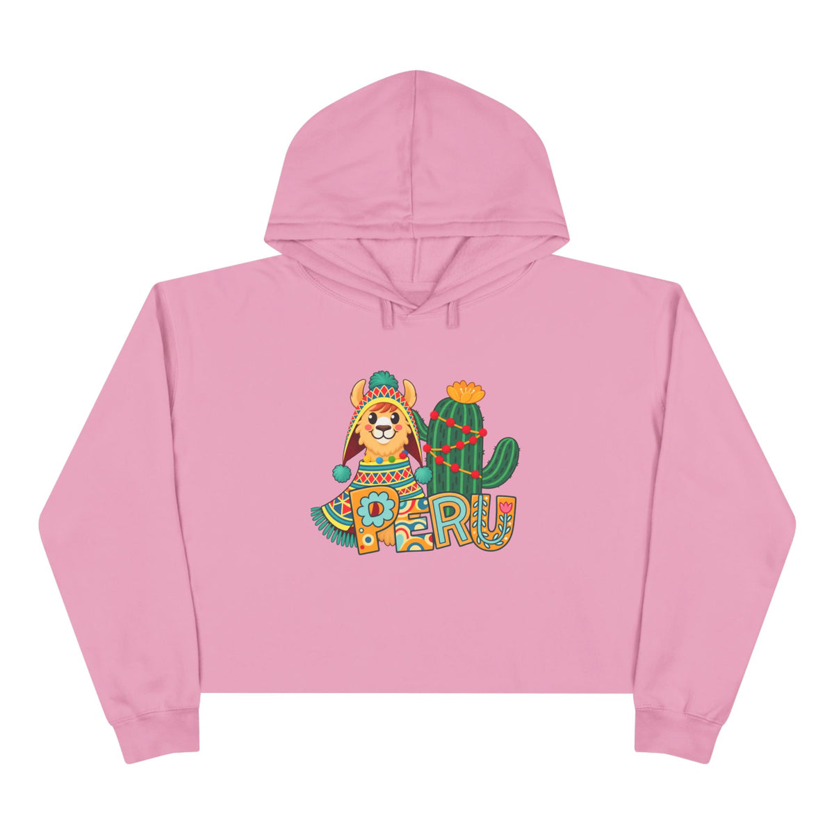 Best Chullo Llama Peru Crop Hoodie - Cute Andean Gift