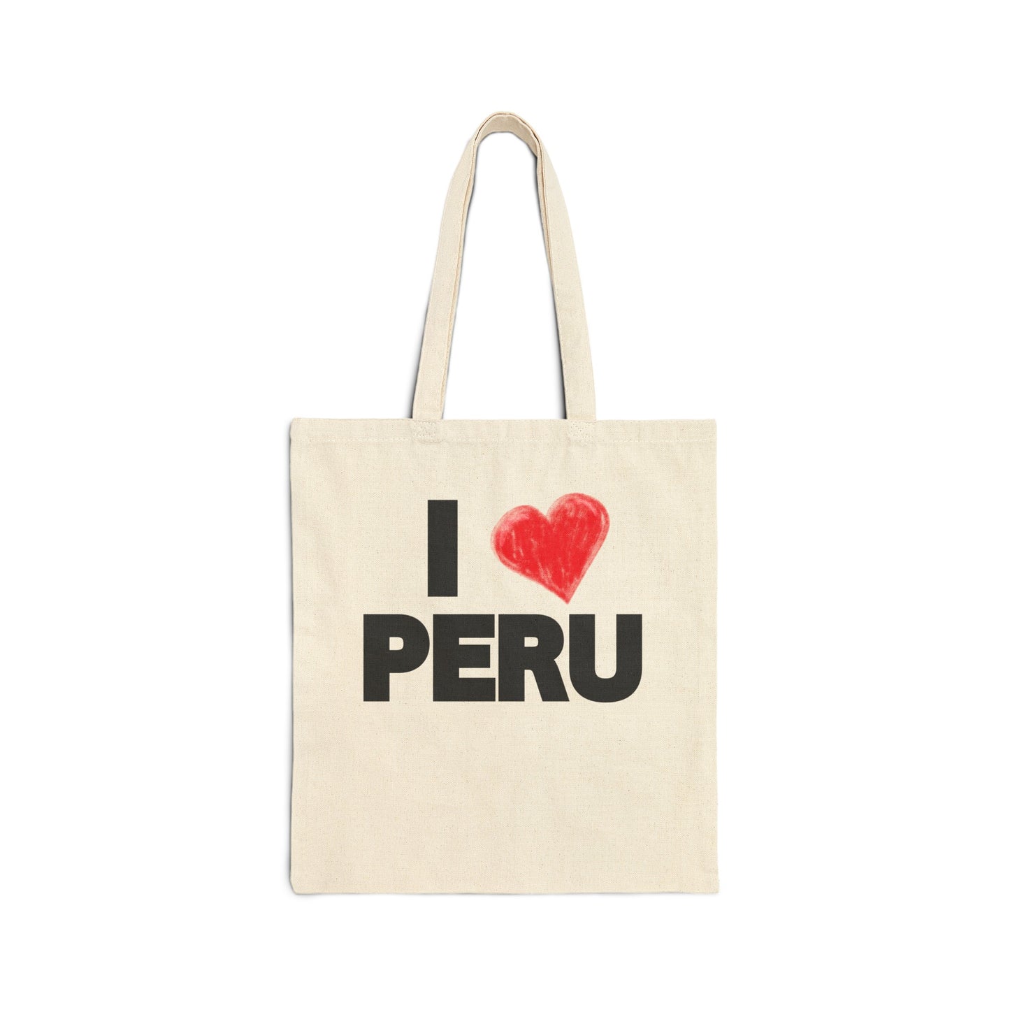 Peruvian Cotton Canvas Tote Bag "I Love Peru"