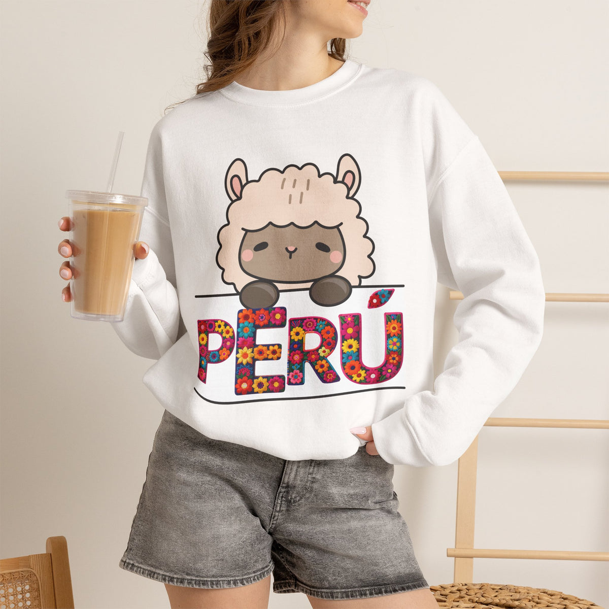 Best Peru Floral Llama Sweatshirt - Crewneck