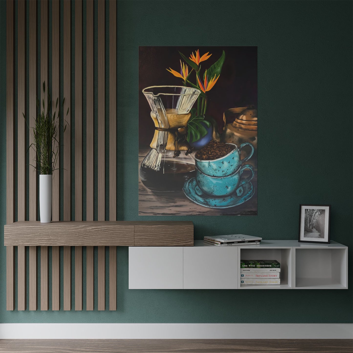 Chemex & Blue Cup — Coffee Art Poster Print