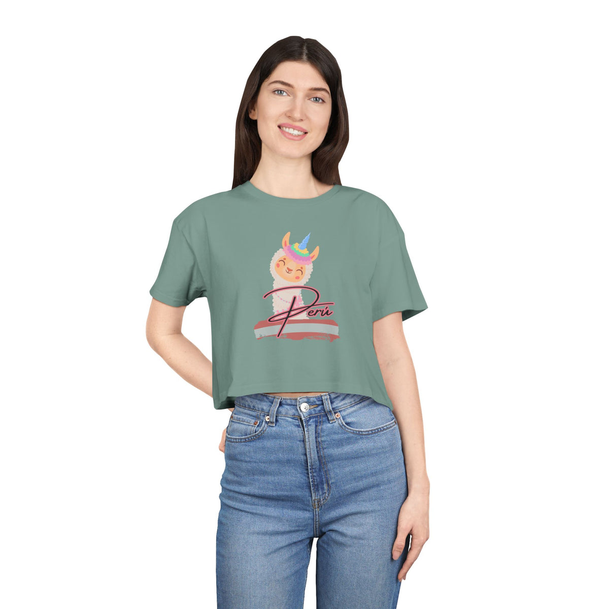Best Peru Llama Unicorn Crop Top | Peruvian Gift USA