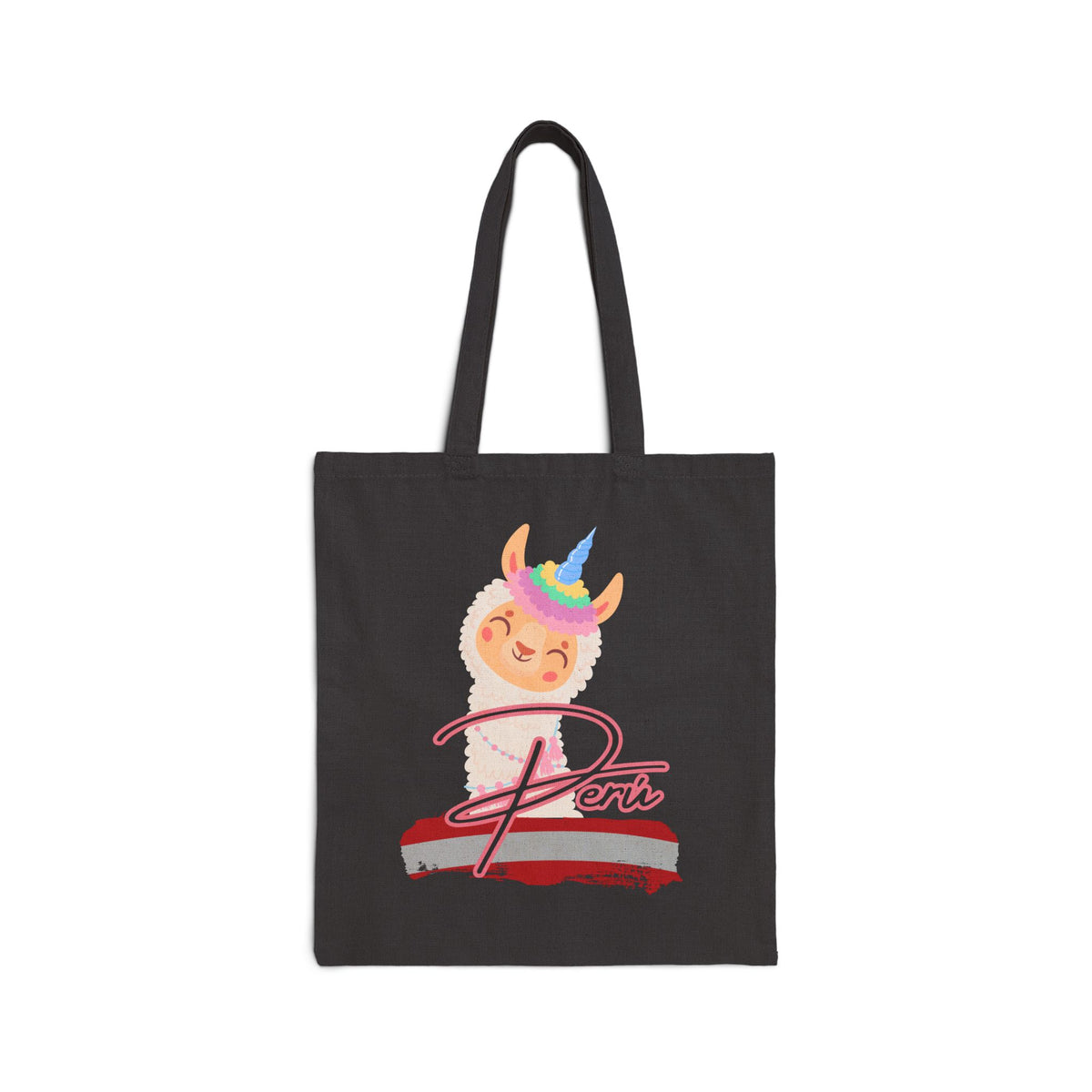Best Peruvian Canvas Tote Bag "Llama Rainbow"