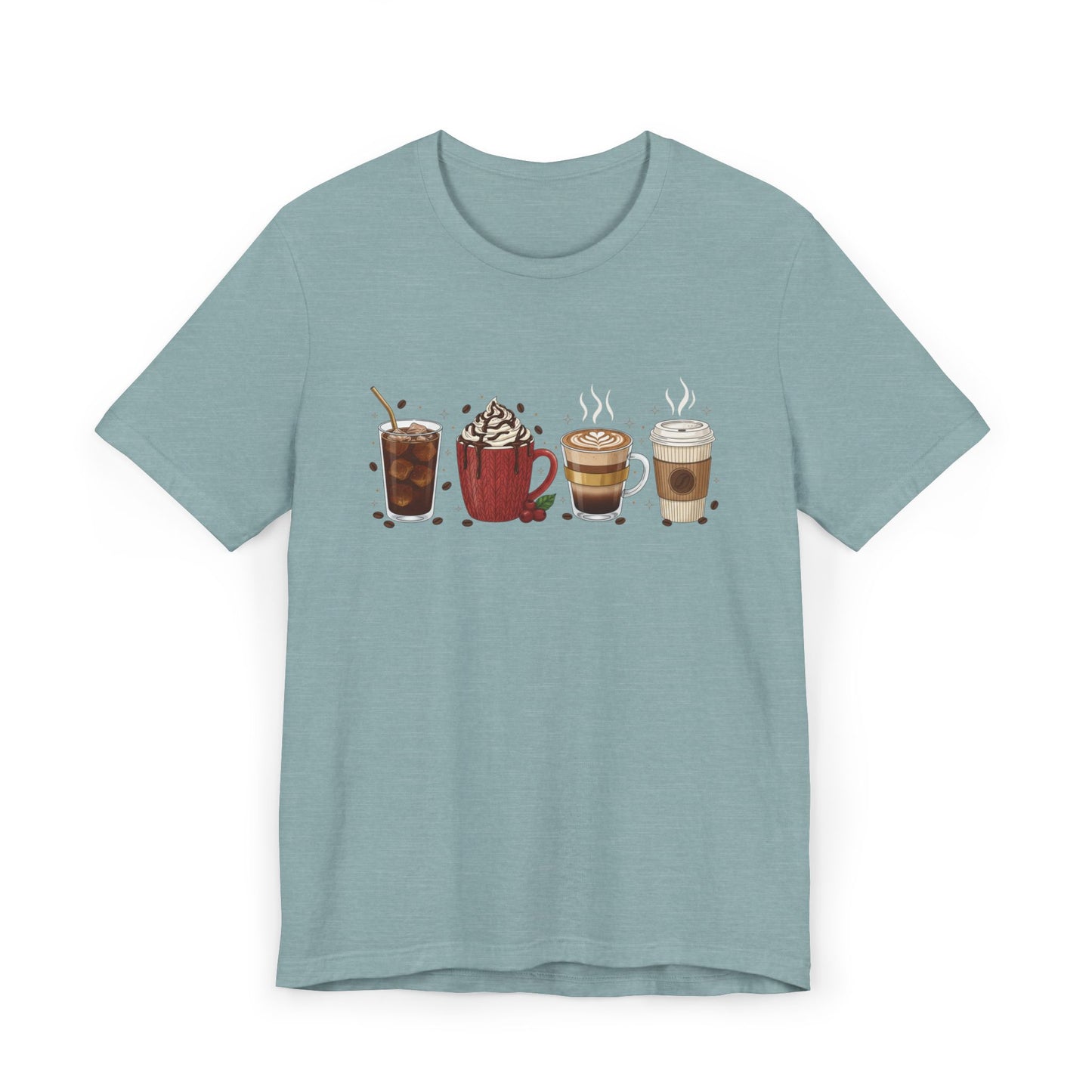 ☕ Holiday Coffee Drinks Unisex T-Shirt USA | Coffee Lovers Tee