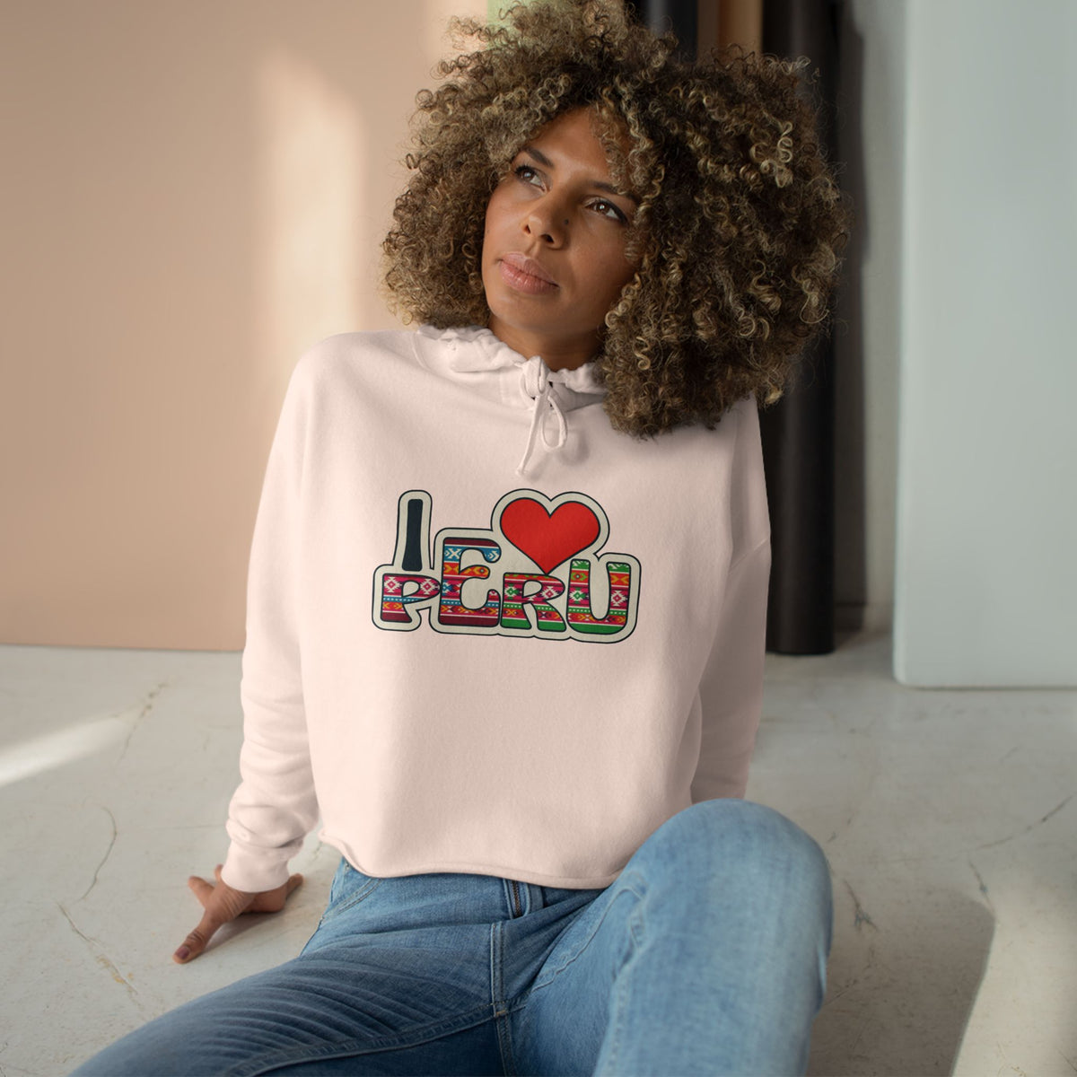 Best Andean Textile Peru Crop Hoodie - I Love Peru Gift