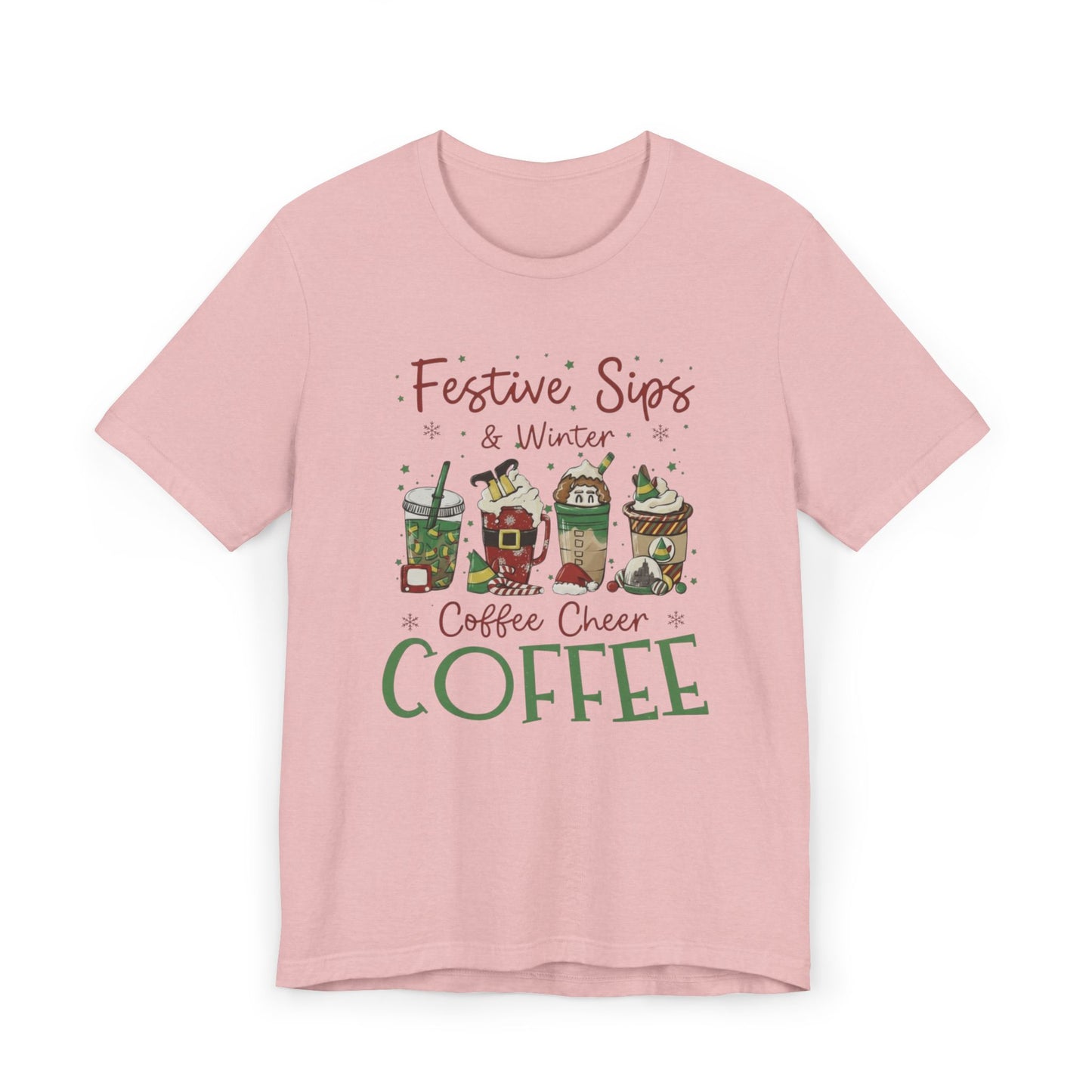 ❄️☕ Festive Sips & Winter Coffee Cheer T-Shirt USA | Holiday Coffee Tee