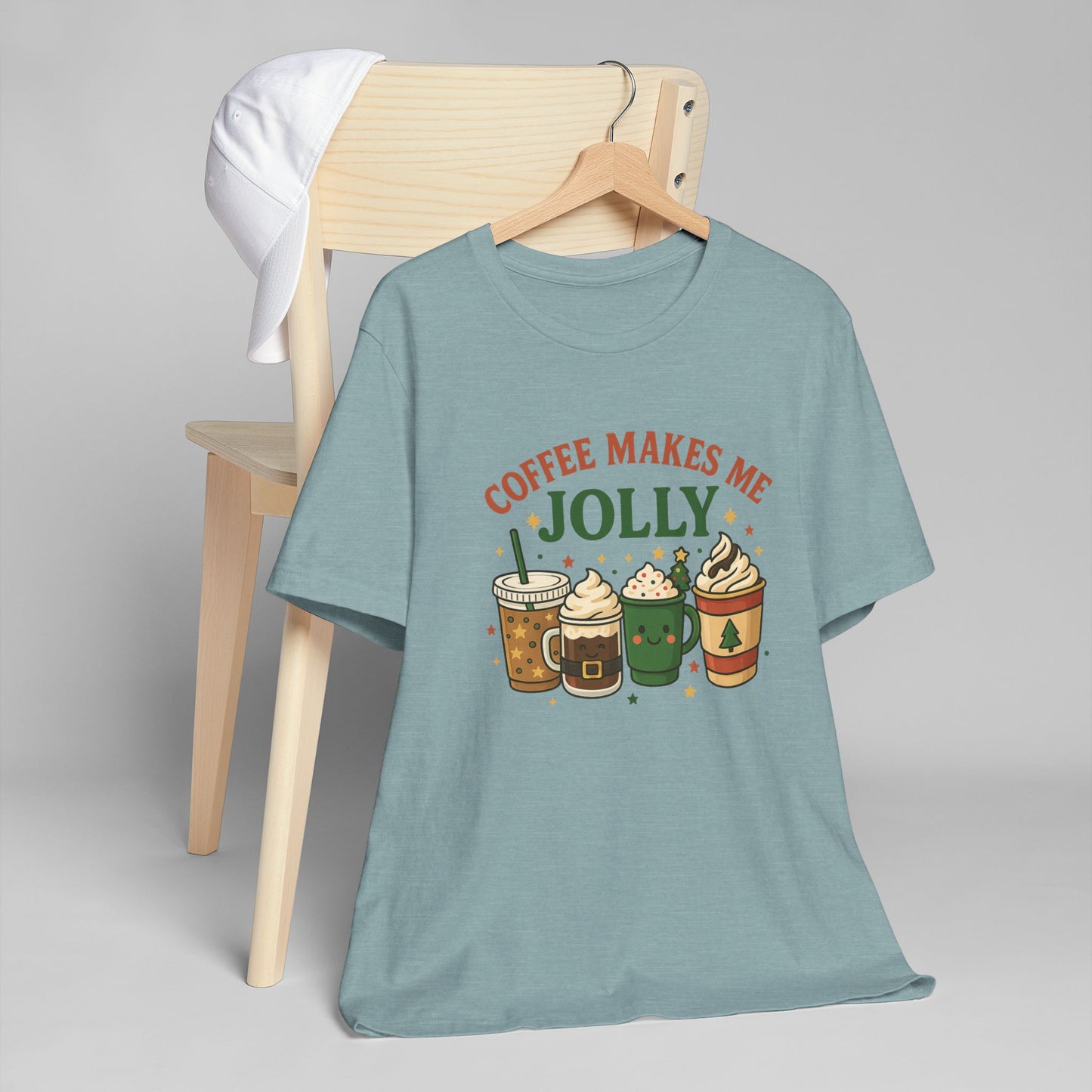 ☕ Coffee Makes Me Jolly Unisex T-Shirt USA | Holiday Coffee Tee
