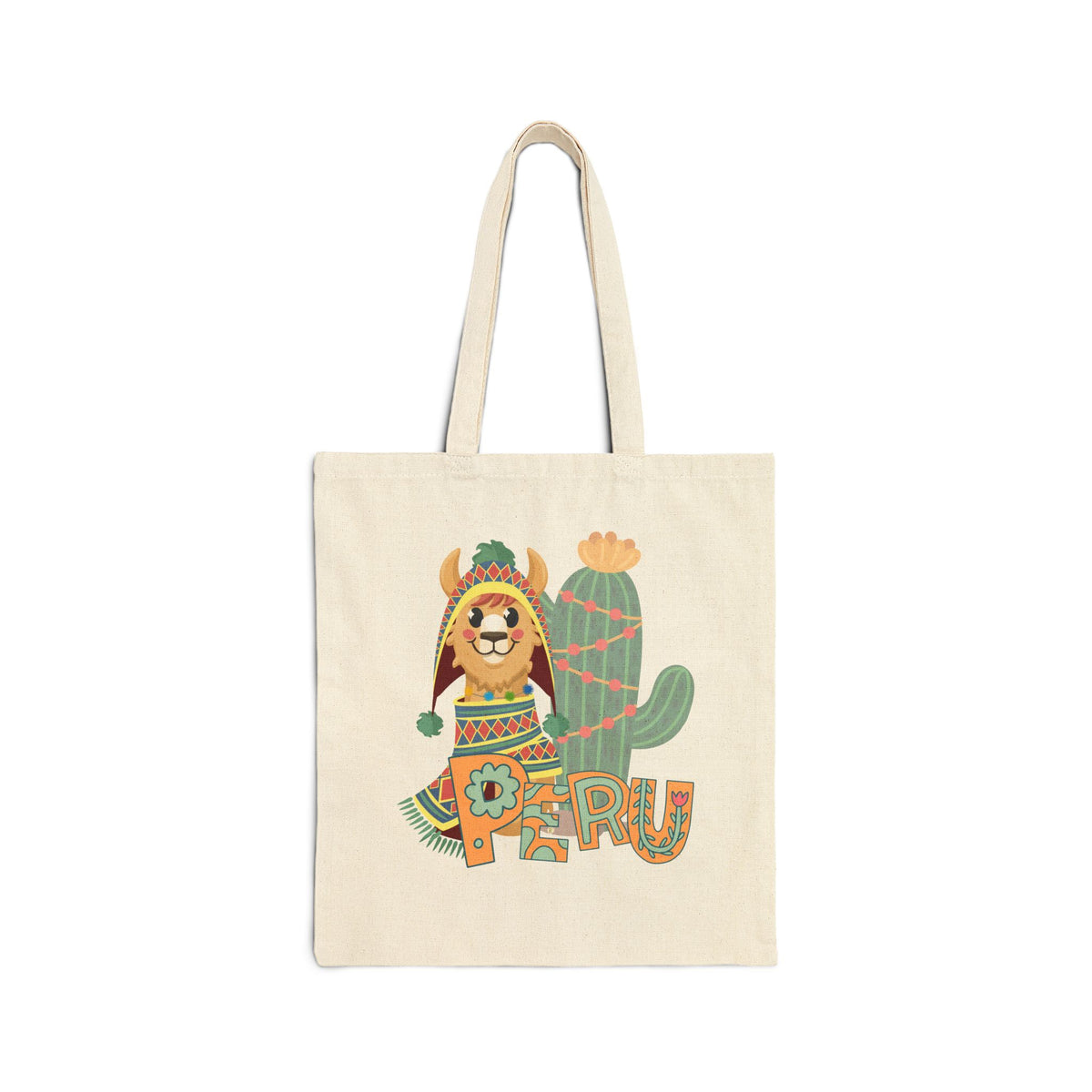 Best Peru Llama Cactus Canvas Tote Bag