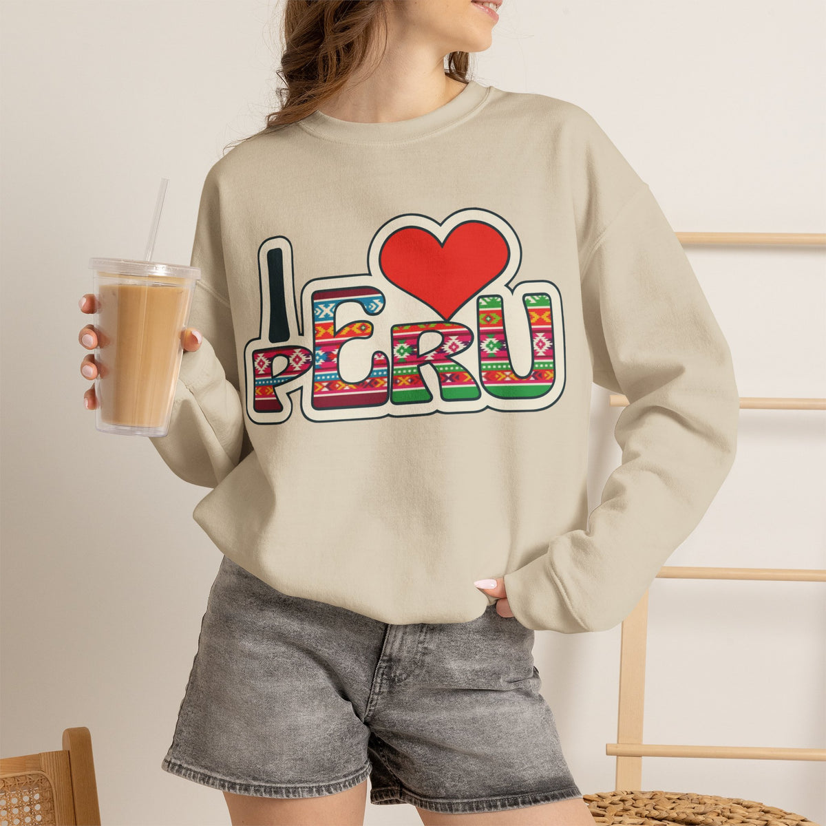 Best I Love Peru Sweatshirt - Andean Textile Crewneck Gift