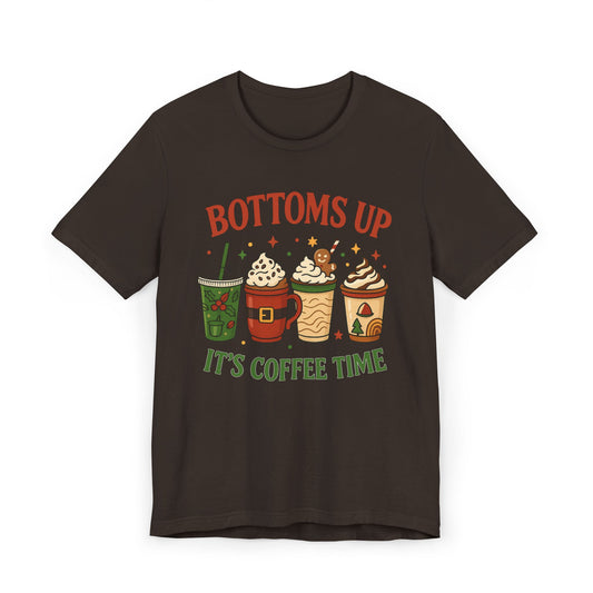 ☕ Bottoms Up It’s Coffee Time Unisex T-Shirt USA | Coffee Lovers Tee