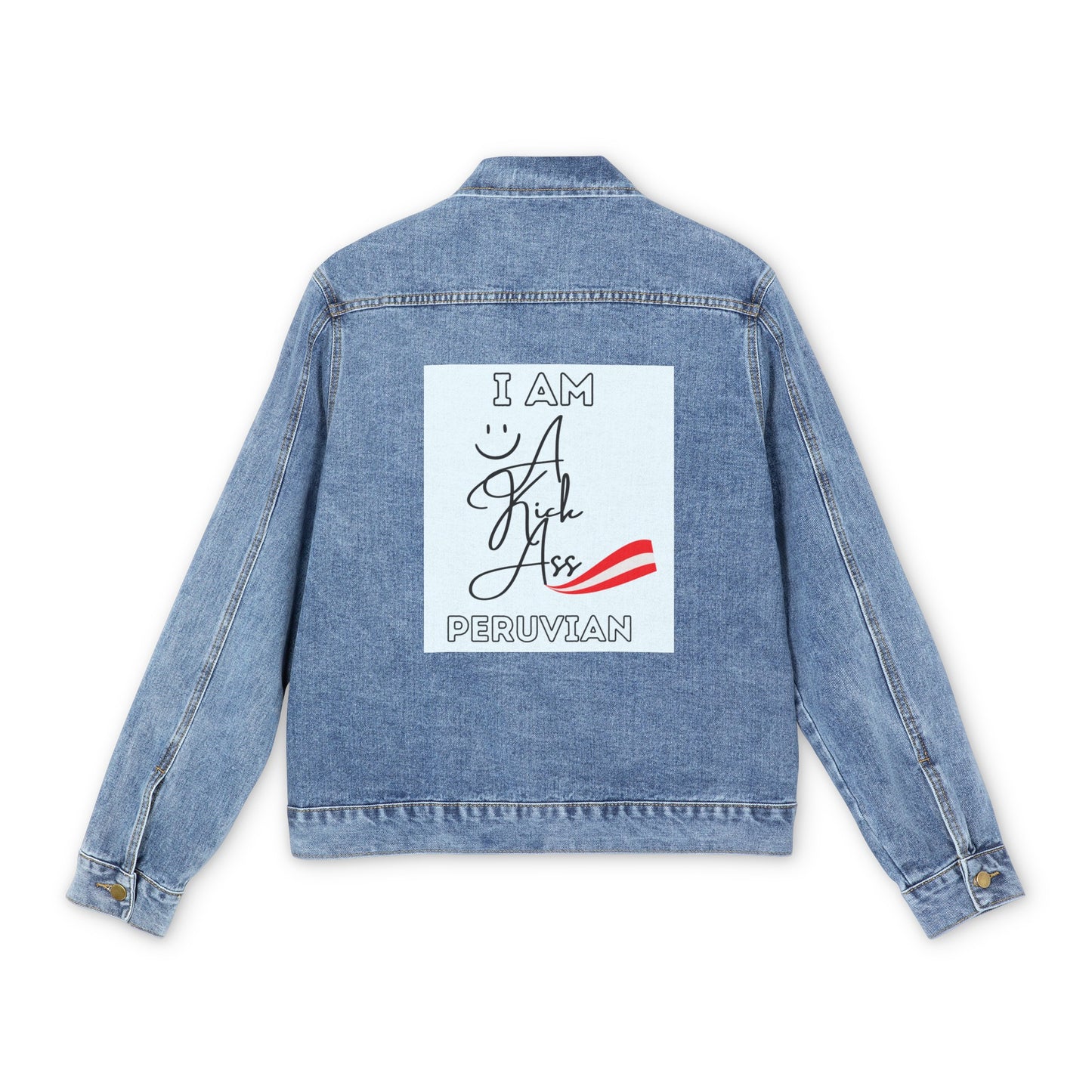 Peruvian Inspired Men's Denim Jacket "I'm a Kick Ass"