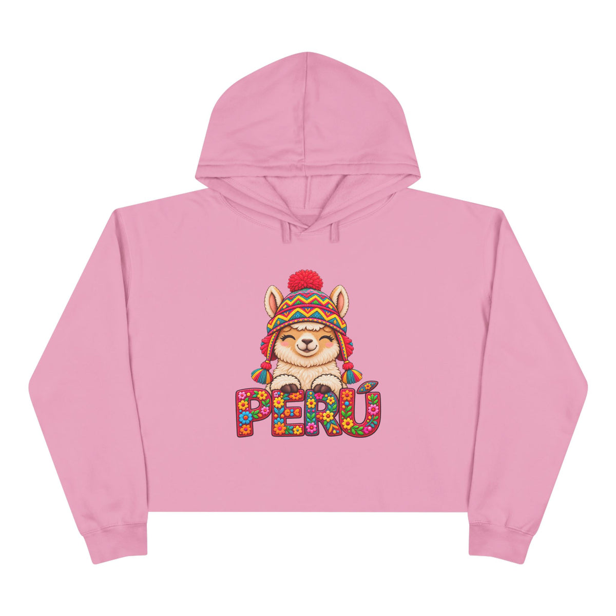 Best Floral Llama Peru Crop Hoodie - Cute Chullo Llama Gift