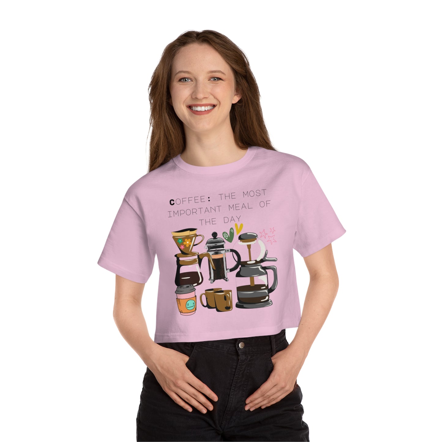 Best Champion Coffee Cropped T-Shirt "Coffee: the most important meal of the day"