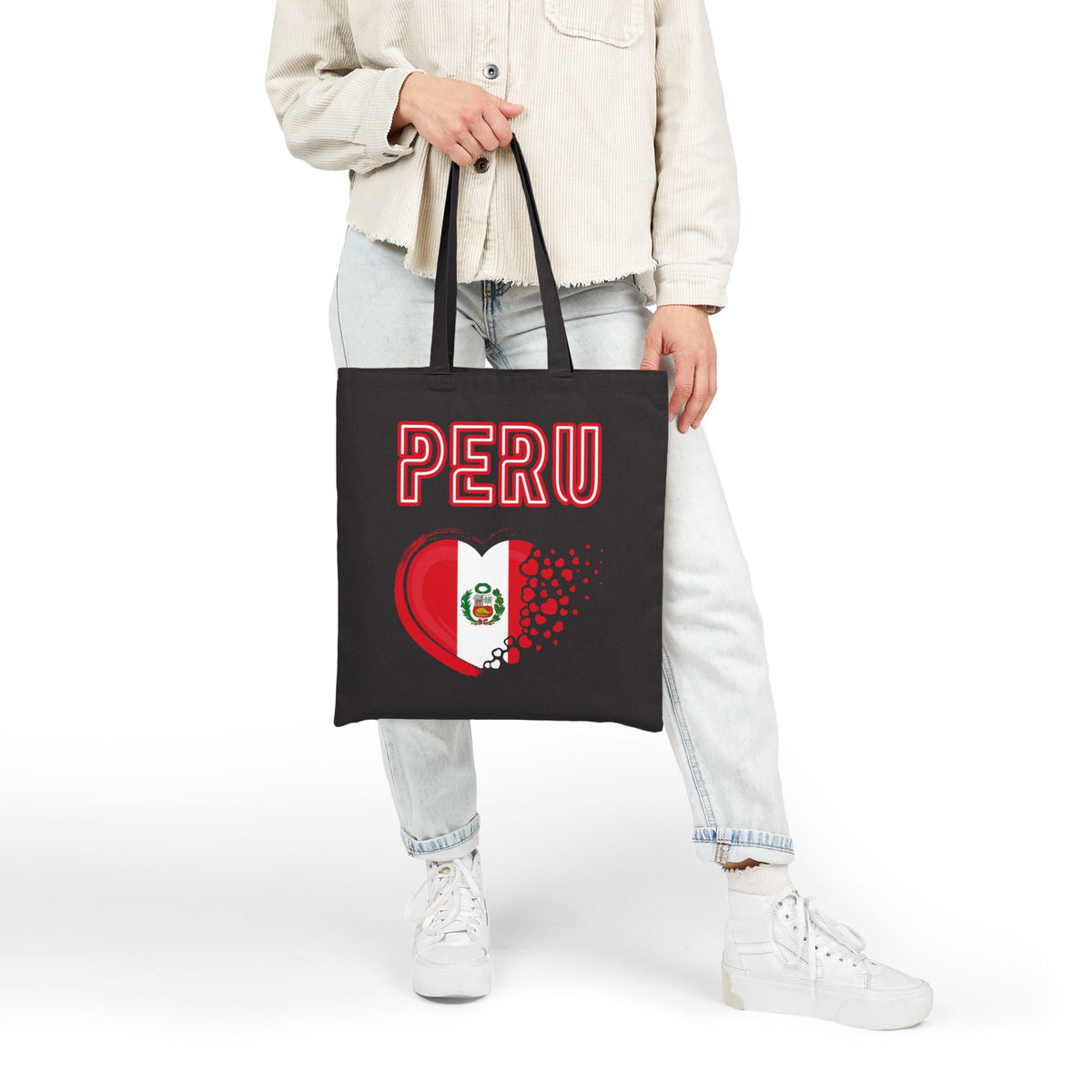 Best Peru Heart Flag Canvas Tote Bag