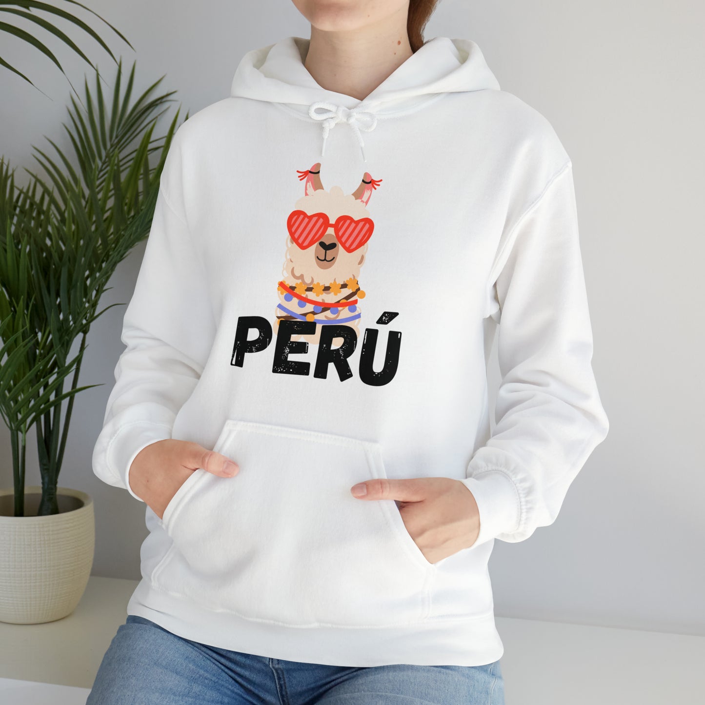 Peruvian Unisex Hoodie "Cozy Elegance,Peruvian Llama" 2024