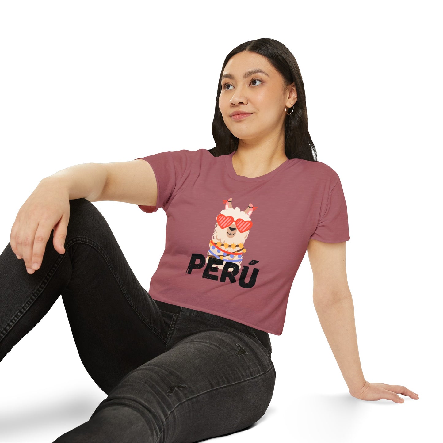 Peruvian Crop Top "Peru Llama Heart"