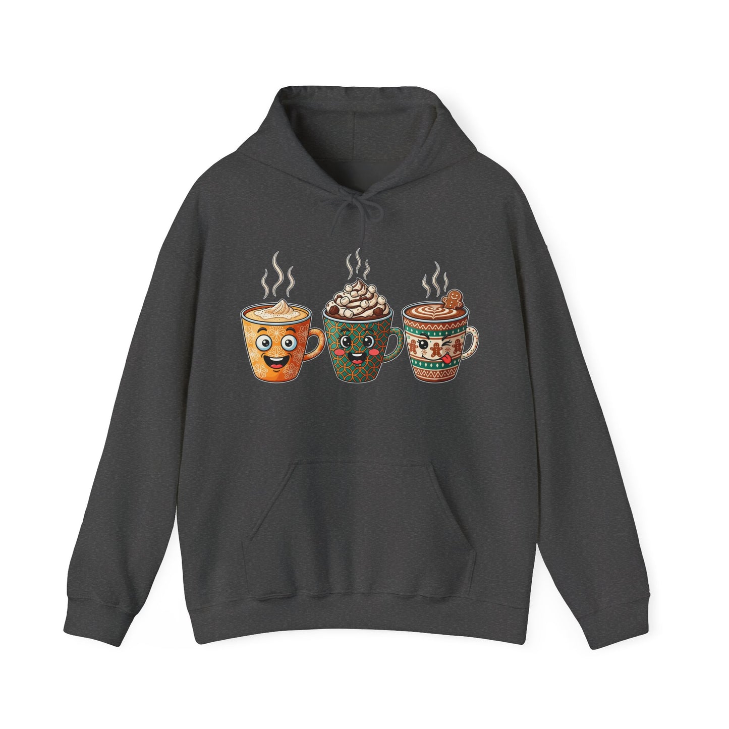 Festive Coffee Cups Hoodie USA 🎄☕ – Unisex Holiday Coffee Hoodie with Fun Designs