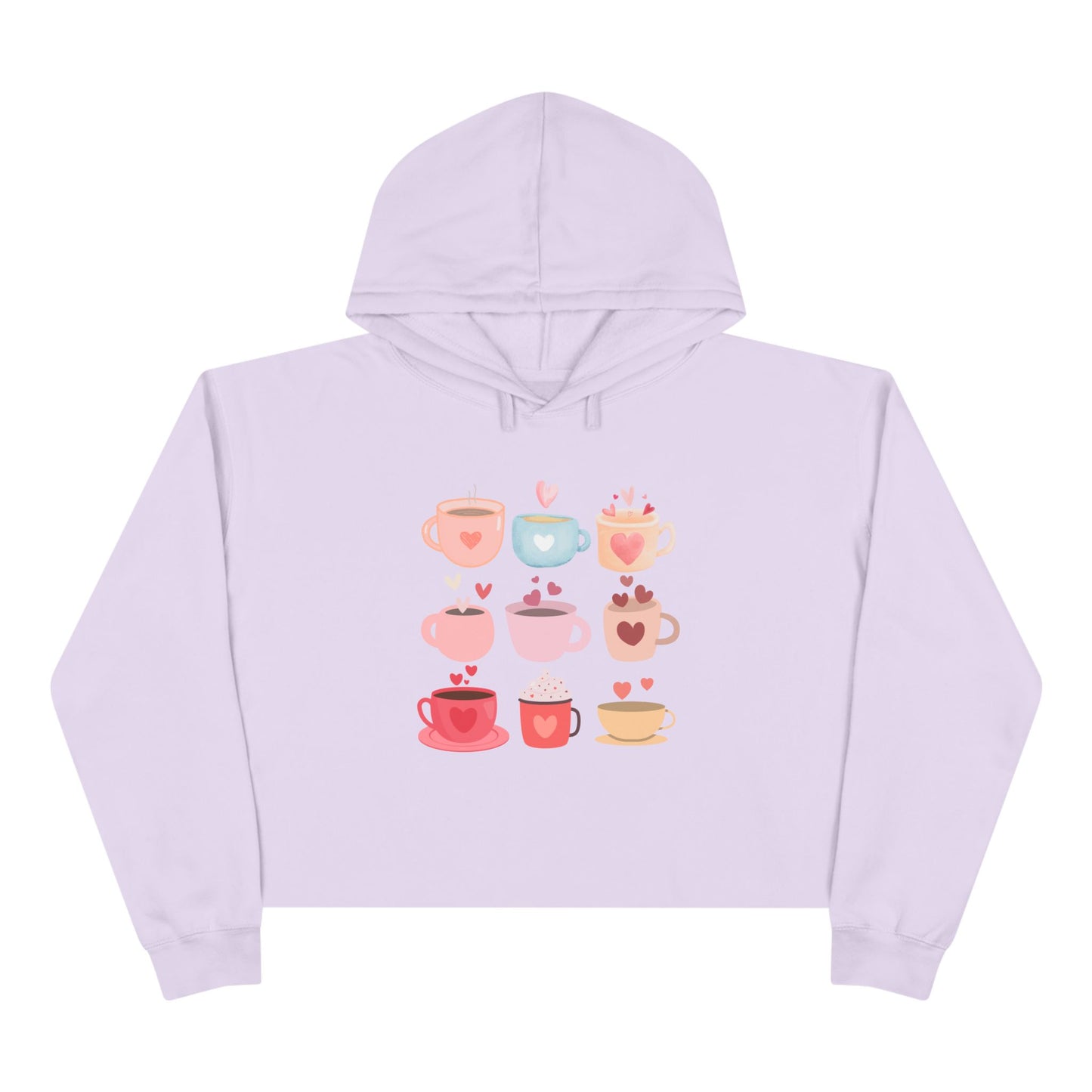 Best Coffee Cropped Hoodie "Coffee Mugs Hearts"