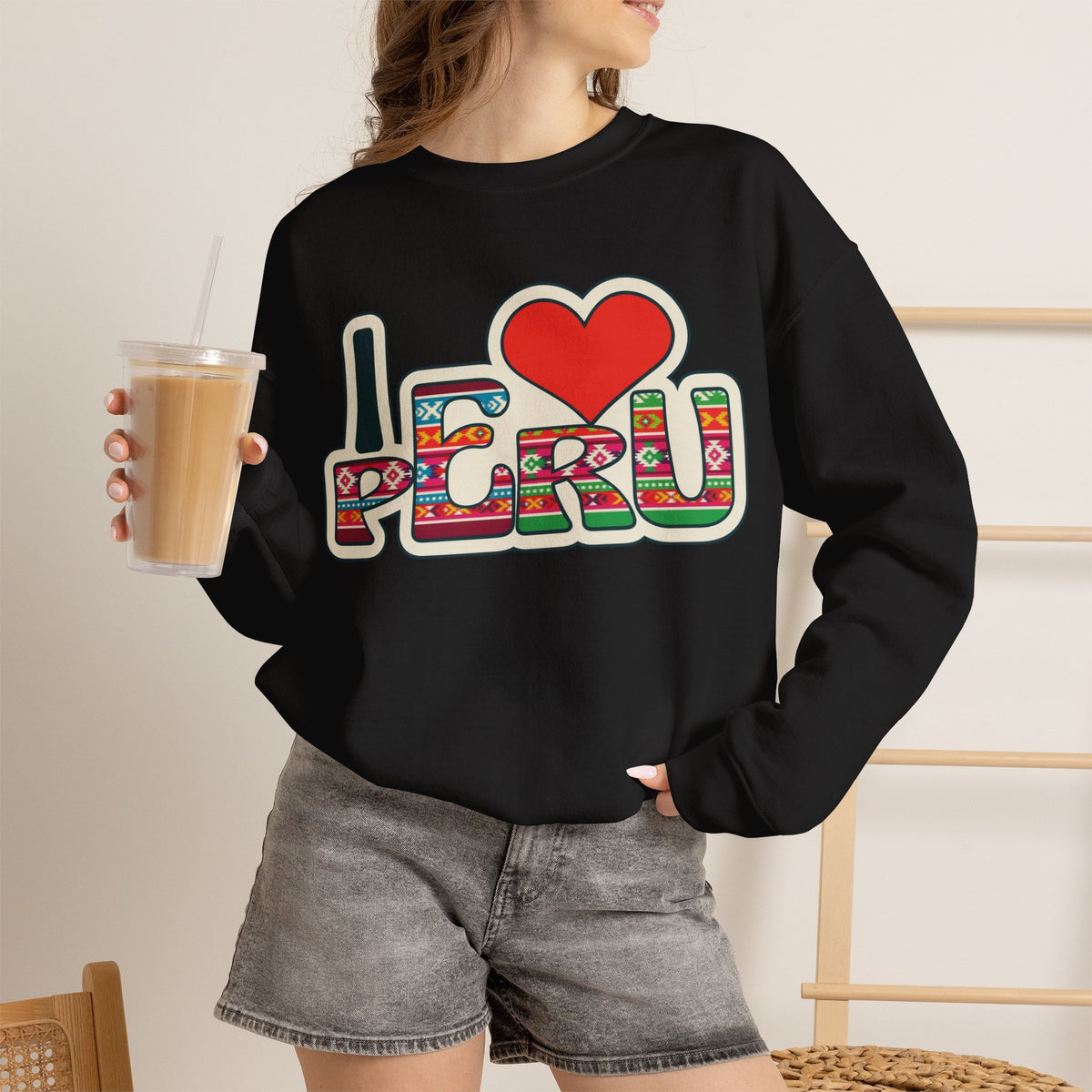 Best I Love Peru Sweatshirt - Andean Textile Crewneck Gift
