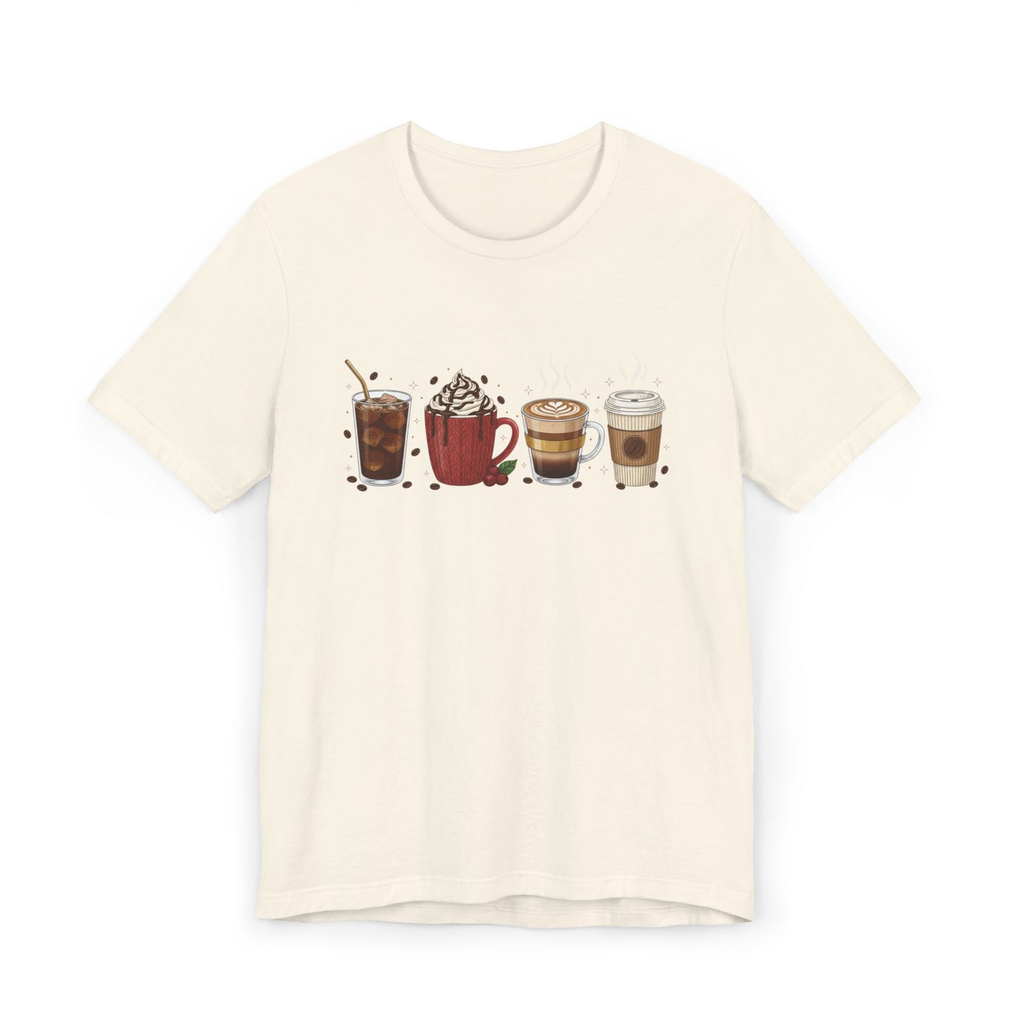 ☕ Holiday Coffee Drinks Unisex T-Shirt USA | Coffee Lovers Tee