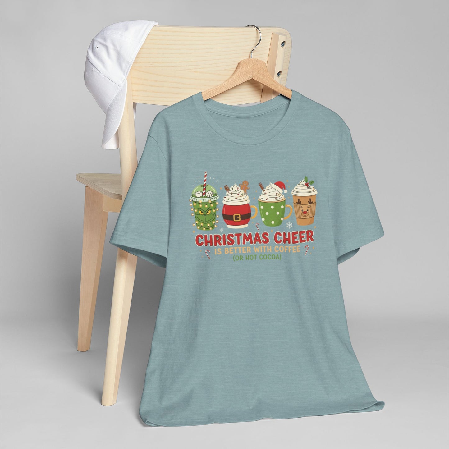 🎄☕ Christmas Cheer Coffee T-Shirt USA | Holiday Coffee & Cocoa Tee