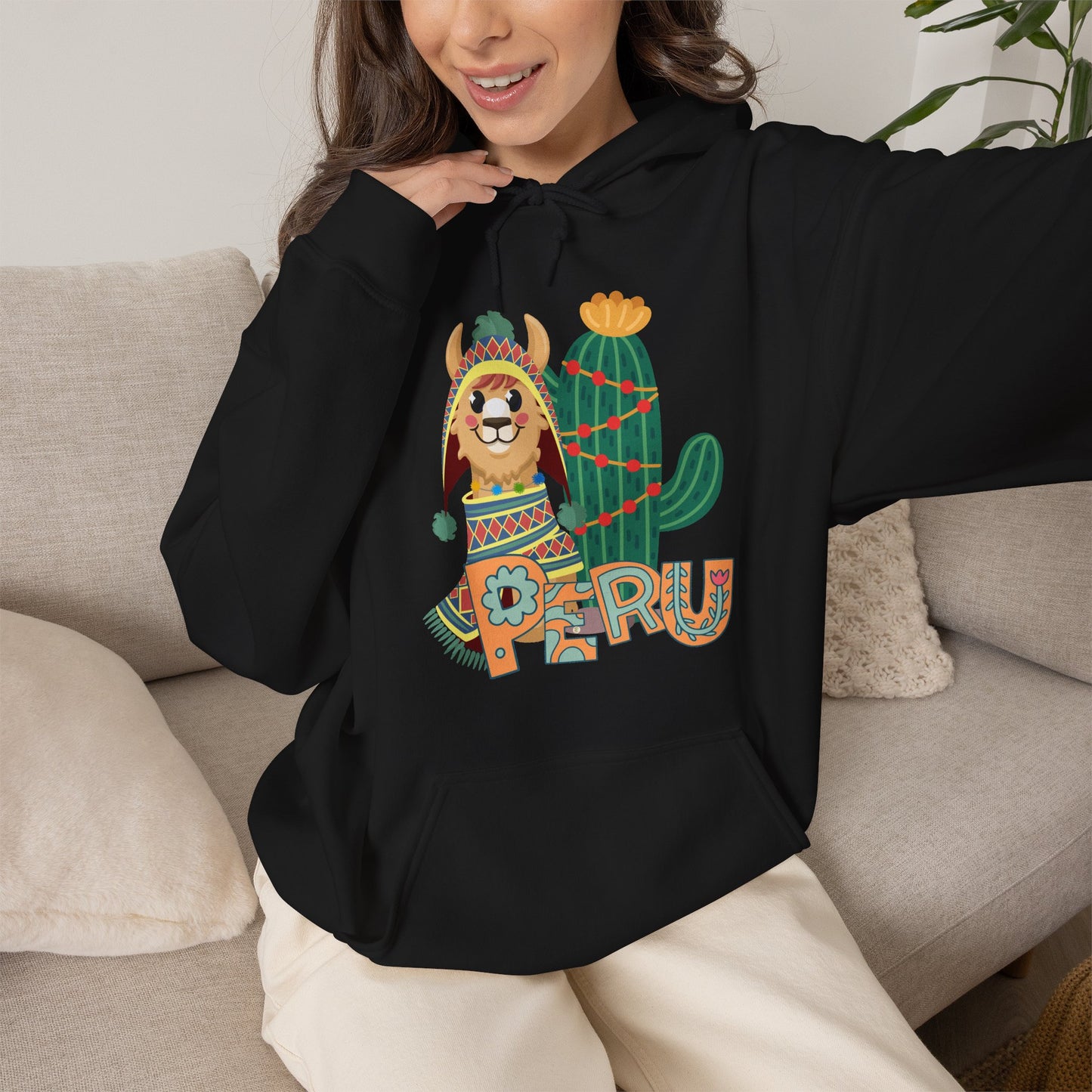 Best Peru Llama Cactus Hoodie - Peruvian Pullover