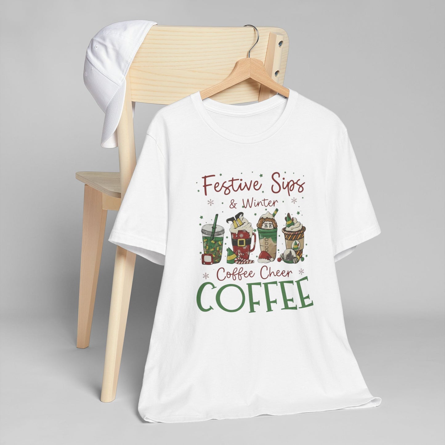 ❄️☕ Festive Sips & Winter Coffee Cheer T-Shirt USA | Holiday Coffee Tee