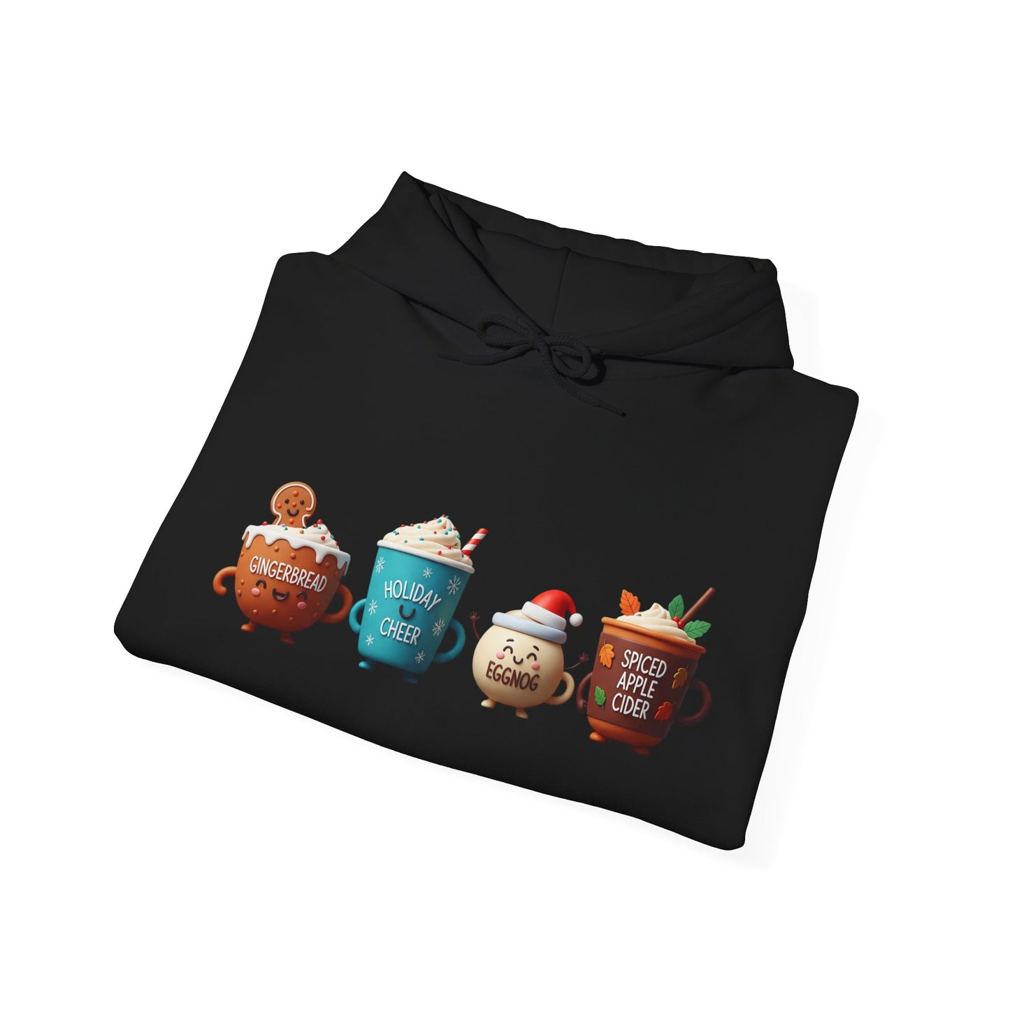 Holiday Drinks Hoodie USA 🎄☕ – Unisex Hoodie with Gingerbread, Eggnog & Cider