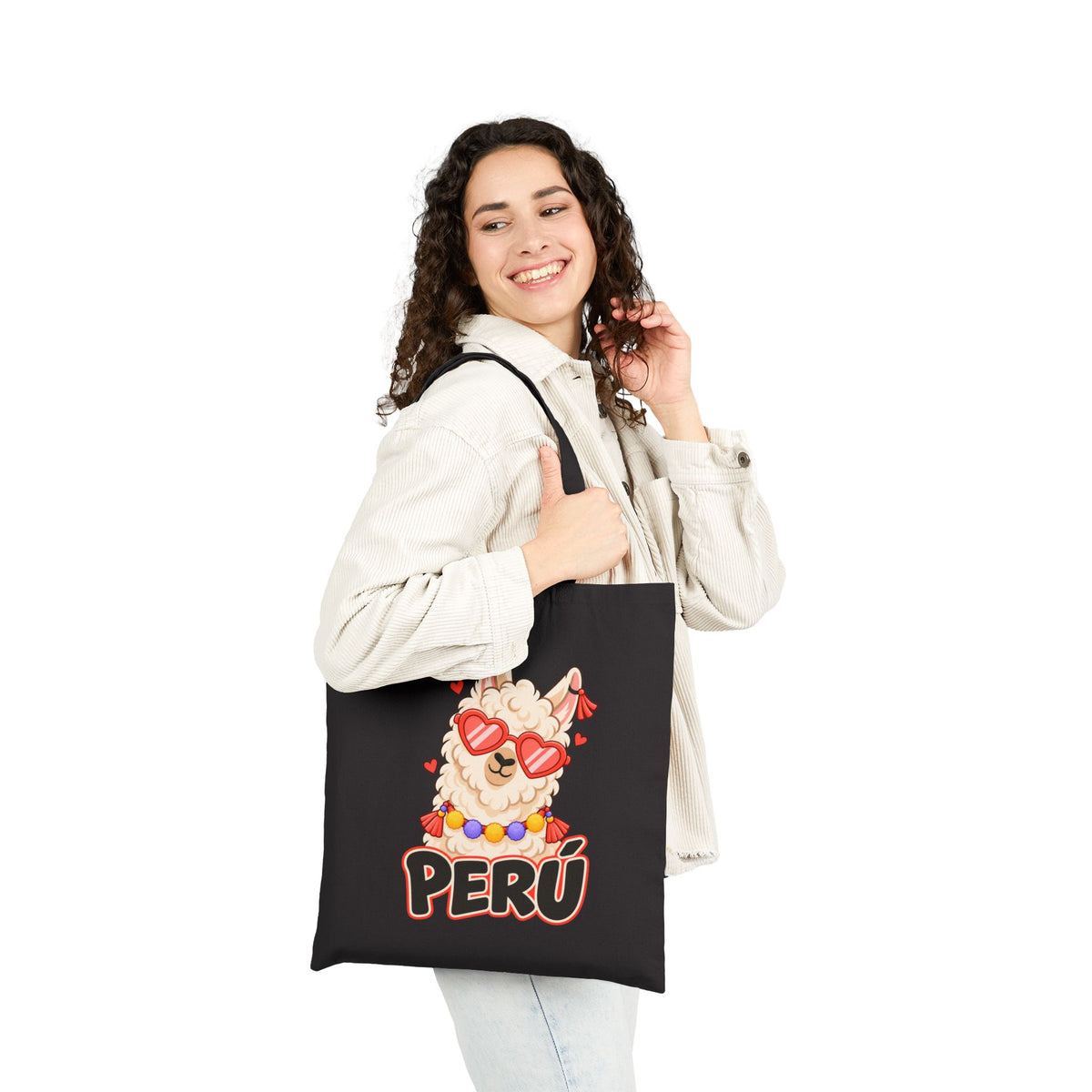 Best Cool Llama Peru Tote Bag - Heart Sunglasses Gift