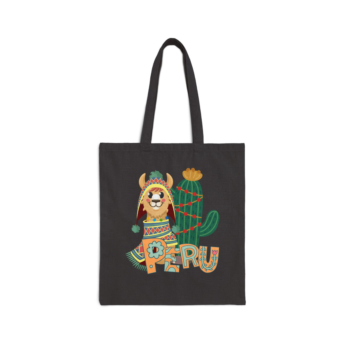 Best Peru Llama Cactus Canvas Tote Bag