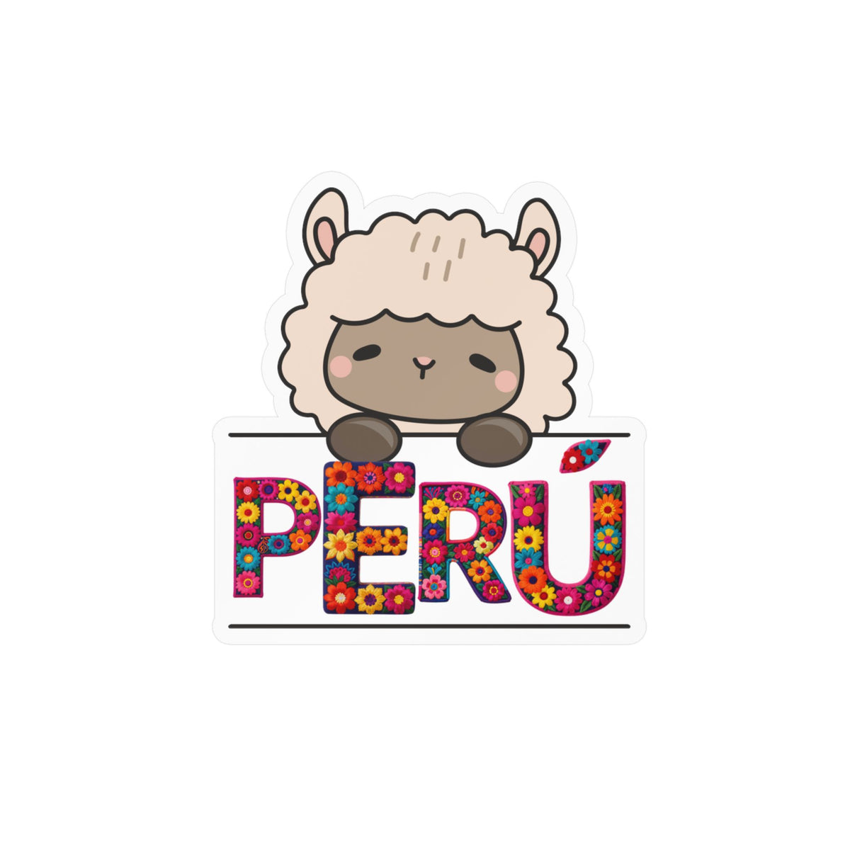 Best Peru Floral Llama Sticker - Vinyl Decal