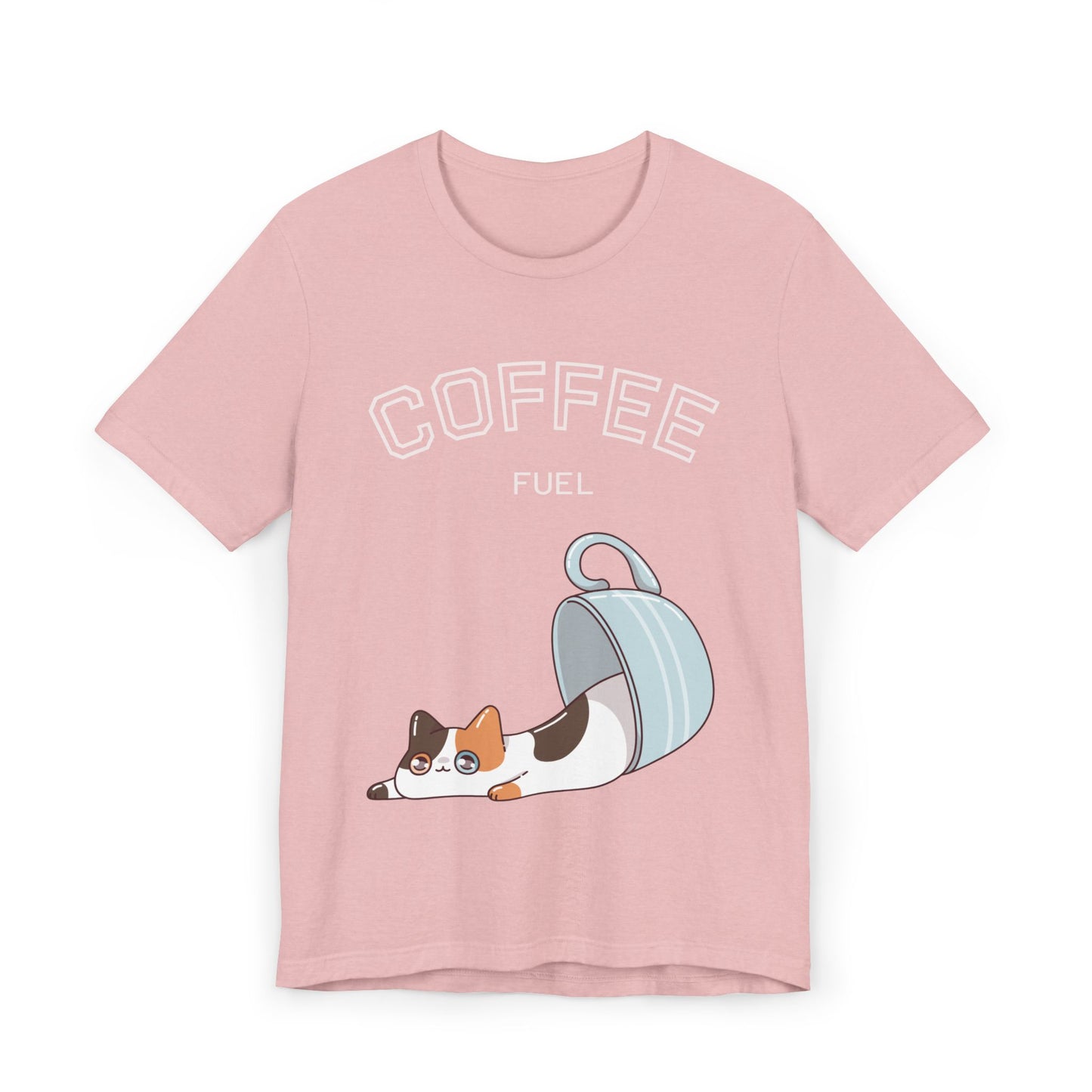 Coffee Fuel Cat T-Shirt – Cute Coffee Cup Kitty Graphic Tee for Coffee Lovers (USA Only)