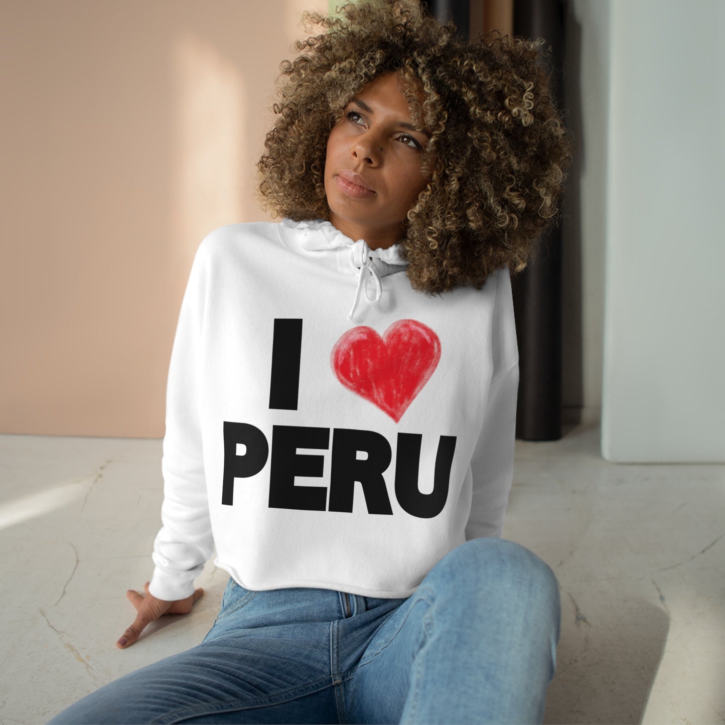 Peruvian Crop Hoodie "I Love Peru"